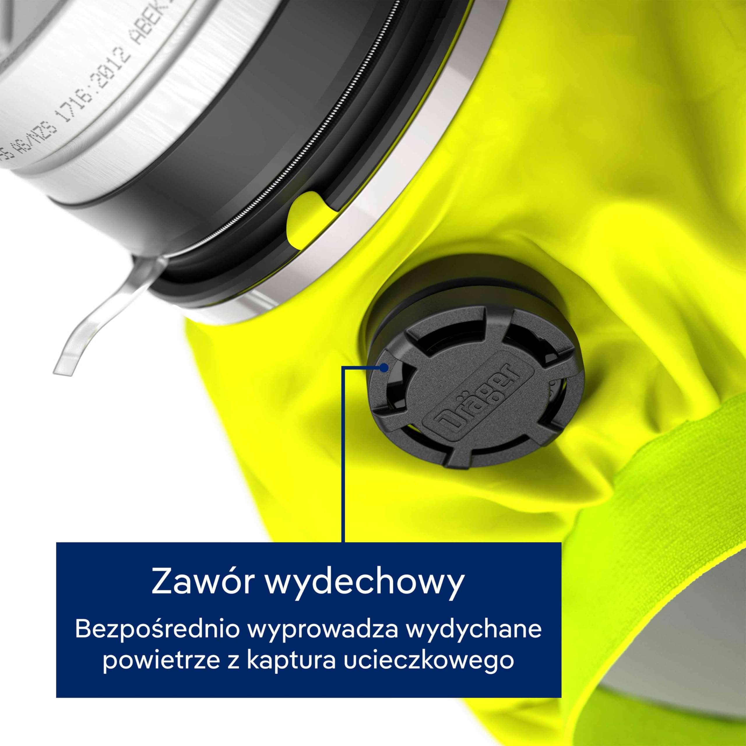 Dräger Parat 7500 okap przeciwpożarowy | skuteczna osłona ratunkowa z filtrem kombi ABEK CO P3