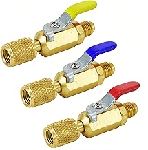 ThreeH 3pcs R134A Air Conditioning Shut-Off Valves 1/2 ACME On Off Valve For AC HVAC Refrigeration Straight Ball Valve