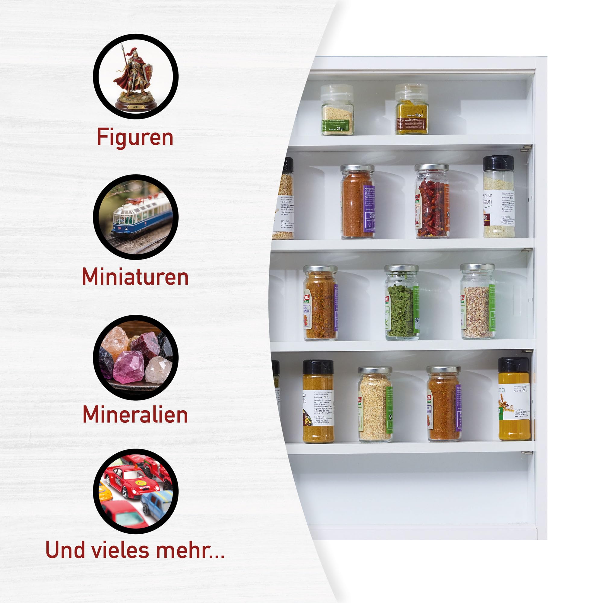Inter Link - Vitrina de colección - Vitrina - Estantería de pared - Vitrina de cristal - Estantería de pared - Estantería colgante - MDF - Blanco (80x60x9.5cm) Compilati