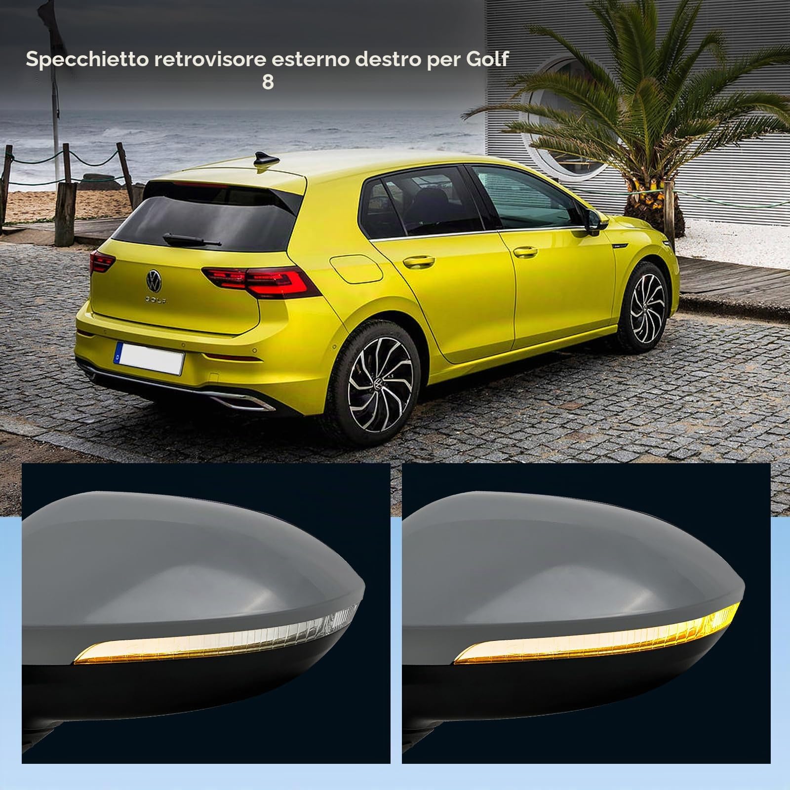 Specchietto retrovisore per vw golf 8 anno di costruzione 2019- Specchio elettrico riscaldabile accessori Con Indicatore di direzione sinistro lato guidatore 6 pin
