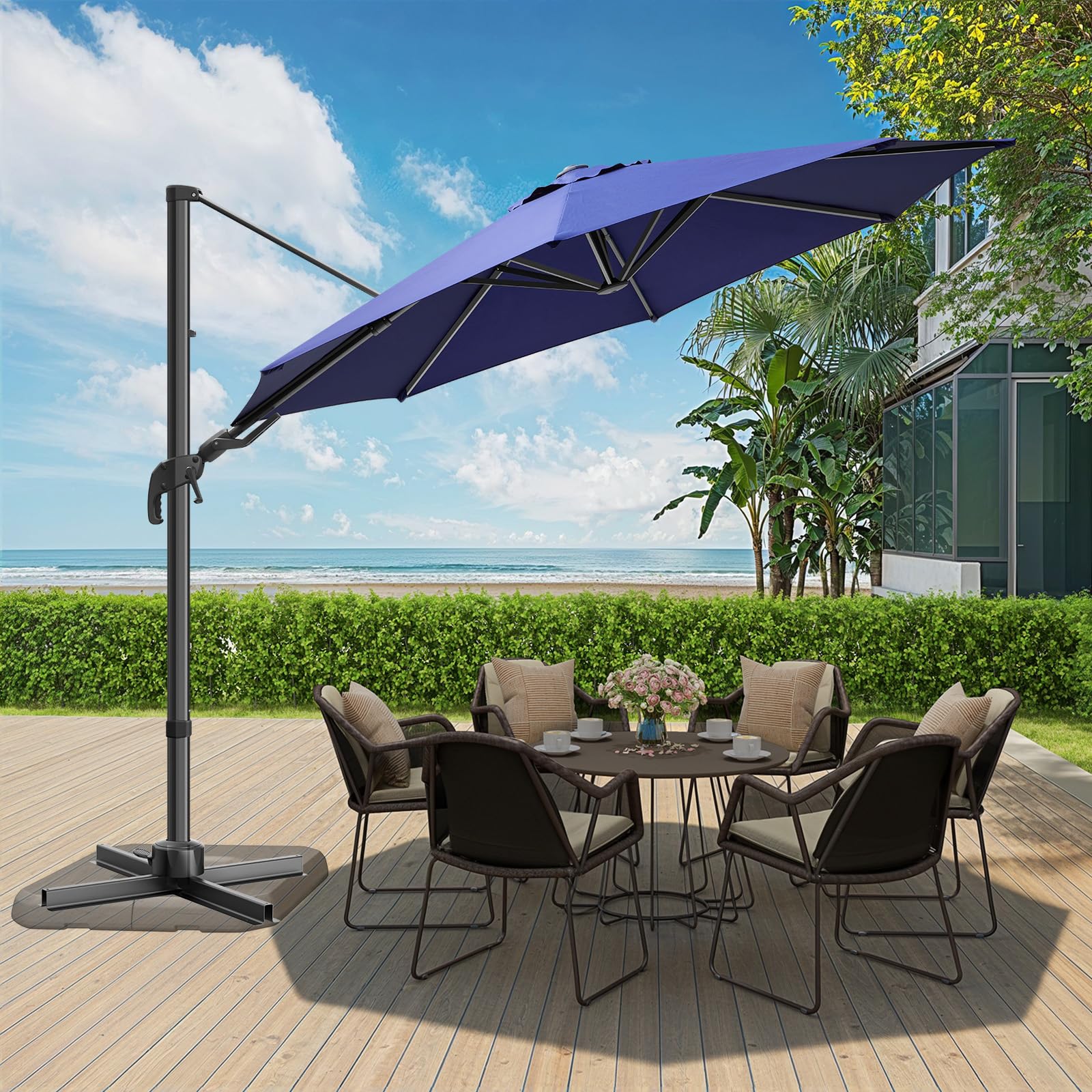 Amazon.com : 10 FT Patio Umbrella, Outdoor Cantilever Round Umbrella with Creative Swivel Handle and Tilt, Olefin Large Offset Umbrella with 360-degree Rotation Table Garden Pool Patio Umbrellas, Dark Blue : Patio, Amazon.com : 10 FT Patio Umbrella, Outdoor Cantilever Round Umbrella with Creative Swivel Handle and Tilt, Olefin Large Offset Umbrella with 360-degree Rotation Table Garden Pool Patio Umbrellas, Dark Blue : Patio,