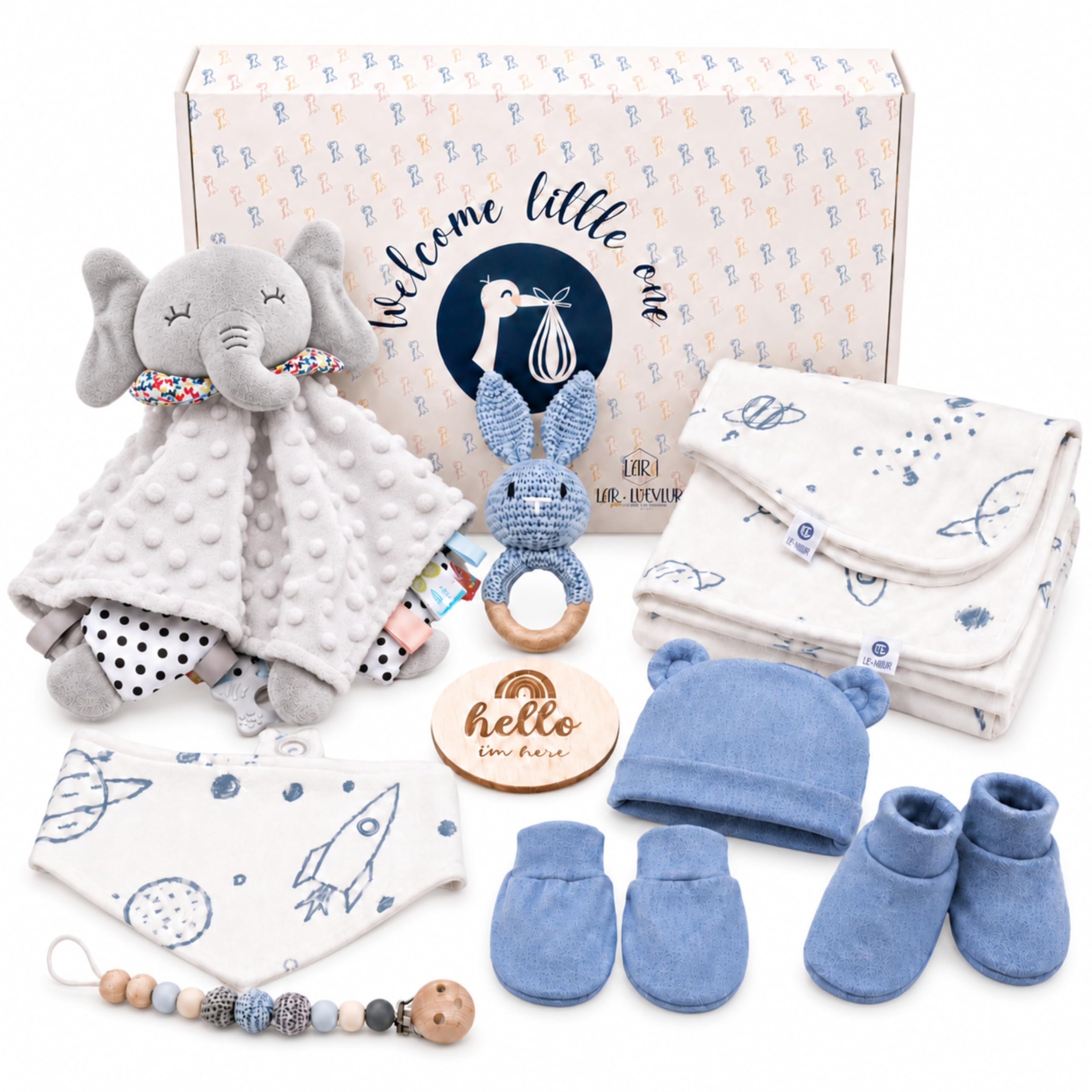 Regalo Neonato Maschio Femmina - Regalo Nascita Bimba Bimbo - Set Cofanetto Cesto Kit Nascita 10 Pezzi - Neonata Unisex Marchio Spagnolo