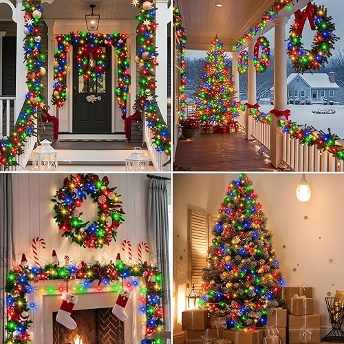 Miniatura 6 de Guirnalda de luces de Halloween de color morado y naranja, funciona con pilas, paquete de 4 tiras de luces LED de 16.4 pies, 50 unidades, cable