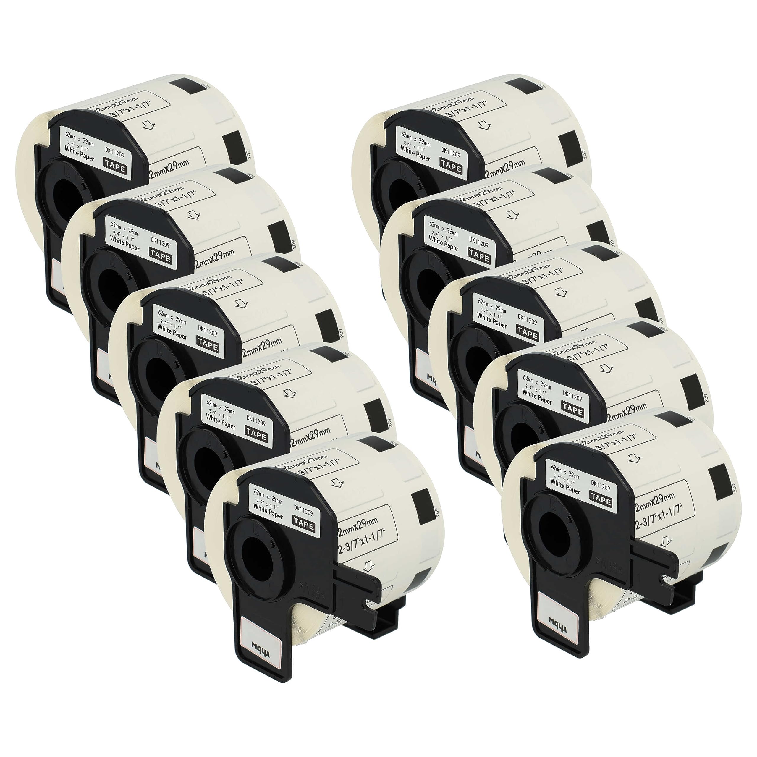 vhbw 10 x rolka etykiet z uchwytem 62 mm x 29 mm (800 etykiet) zamiennik do drukarki etykiet Brother DK-11209