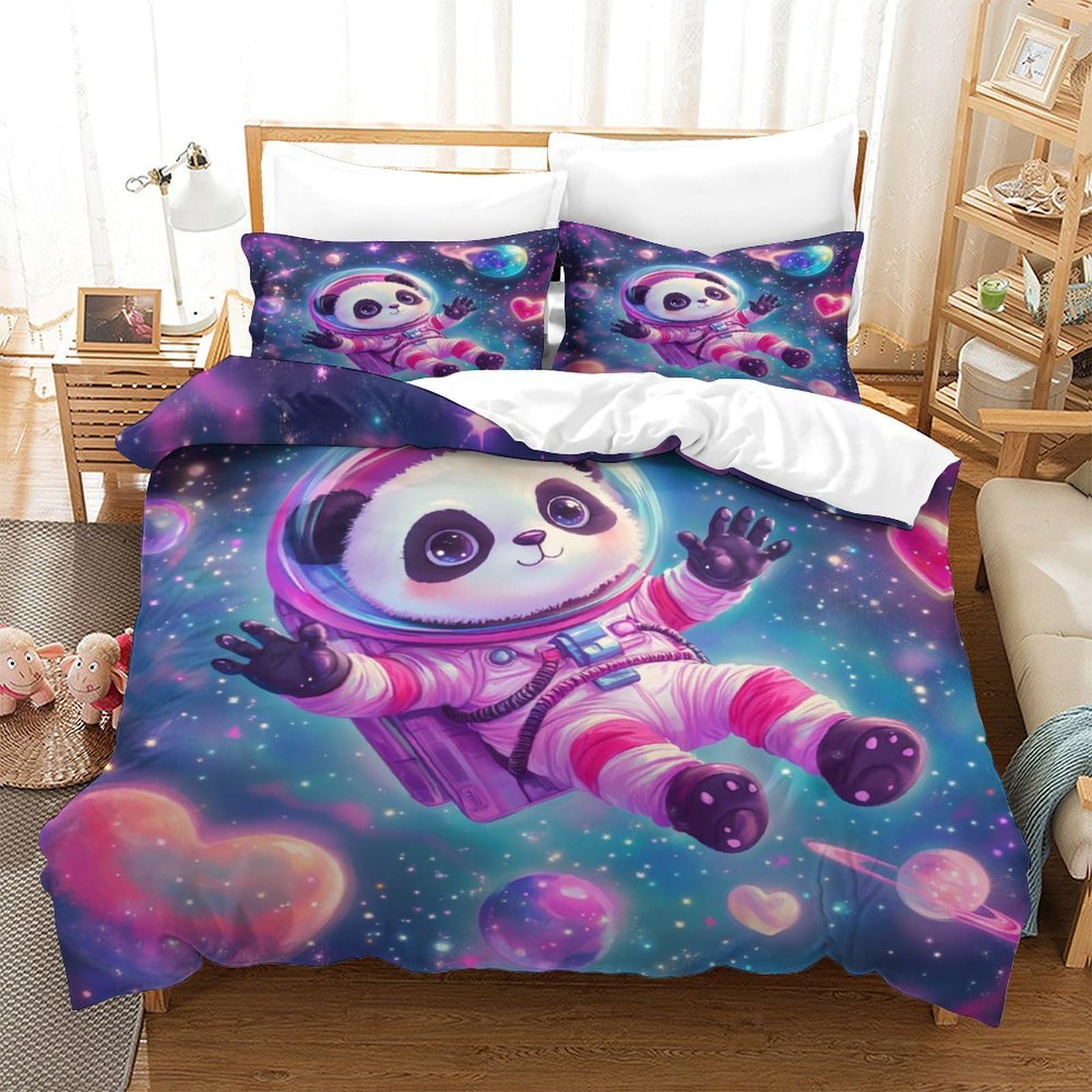 Housse de couette Tour Eiffel 3D en microfibre 228x228cm avec taies d'oreiller pour lit Queen