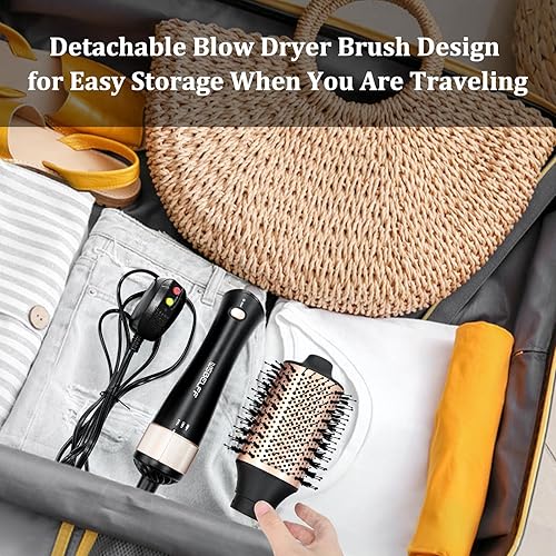 Miniatura 4 de Cepillo secador de pelo con aire caliente, juego de 5 para varios peinados de salón, rizos de cabello, voluminizador y alisador