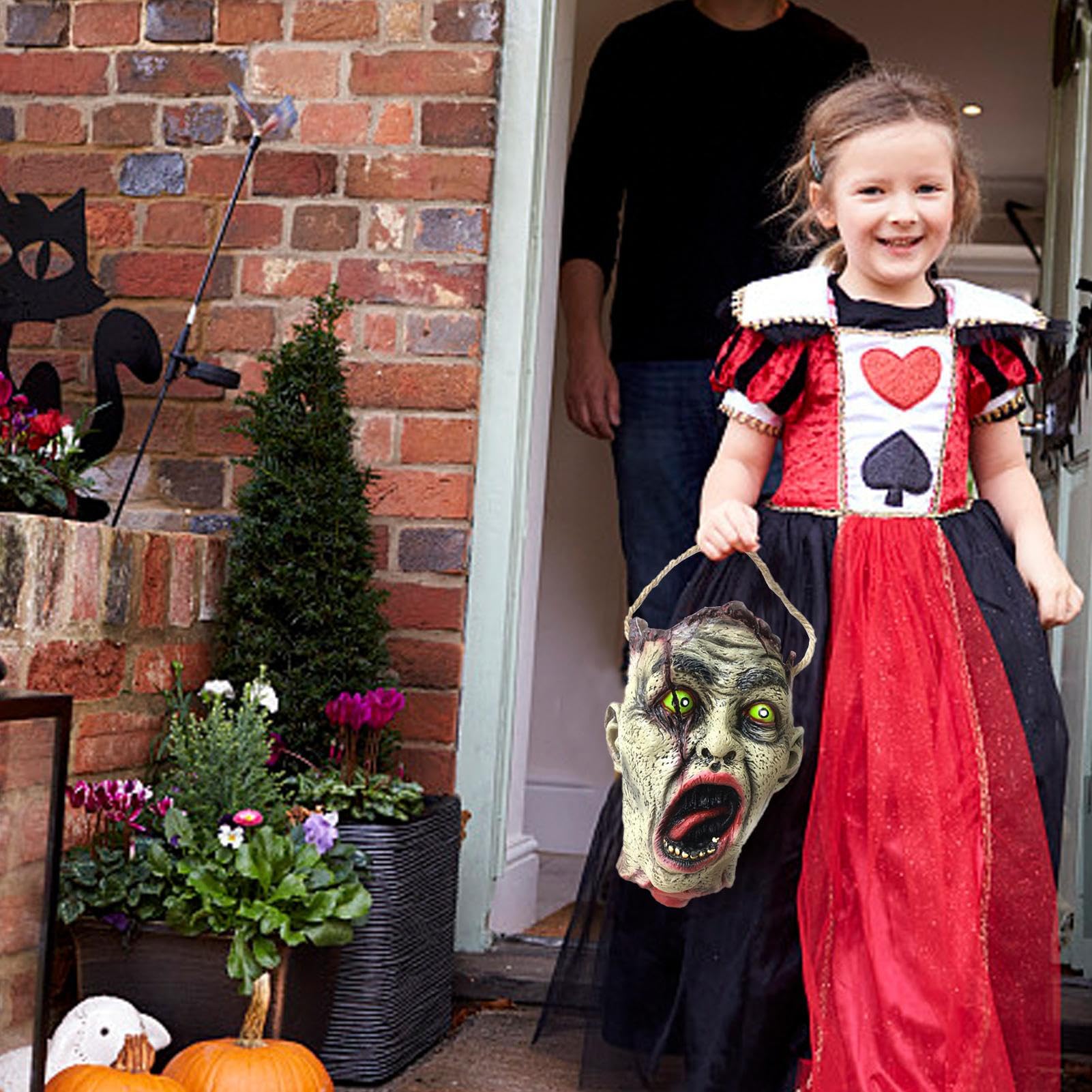 Kumprohu Halloween Skull Candy Bowl Holder | Skull Bowl Buckets Holder | Portable Skull Heads Shaped Trick or Treat Candy Holder for Halloween Party