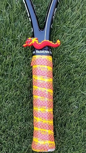 Miniatura 4 de Racket Pets Amortiguador de raqueta de tenis para niños y cinta de sobreagarre a juego, dragón y pulpo