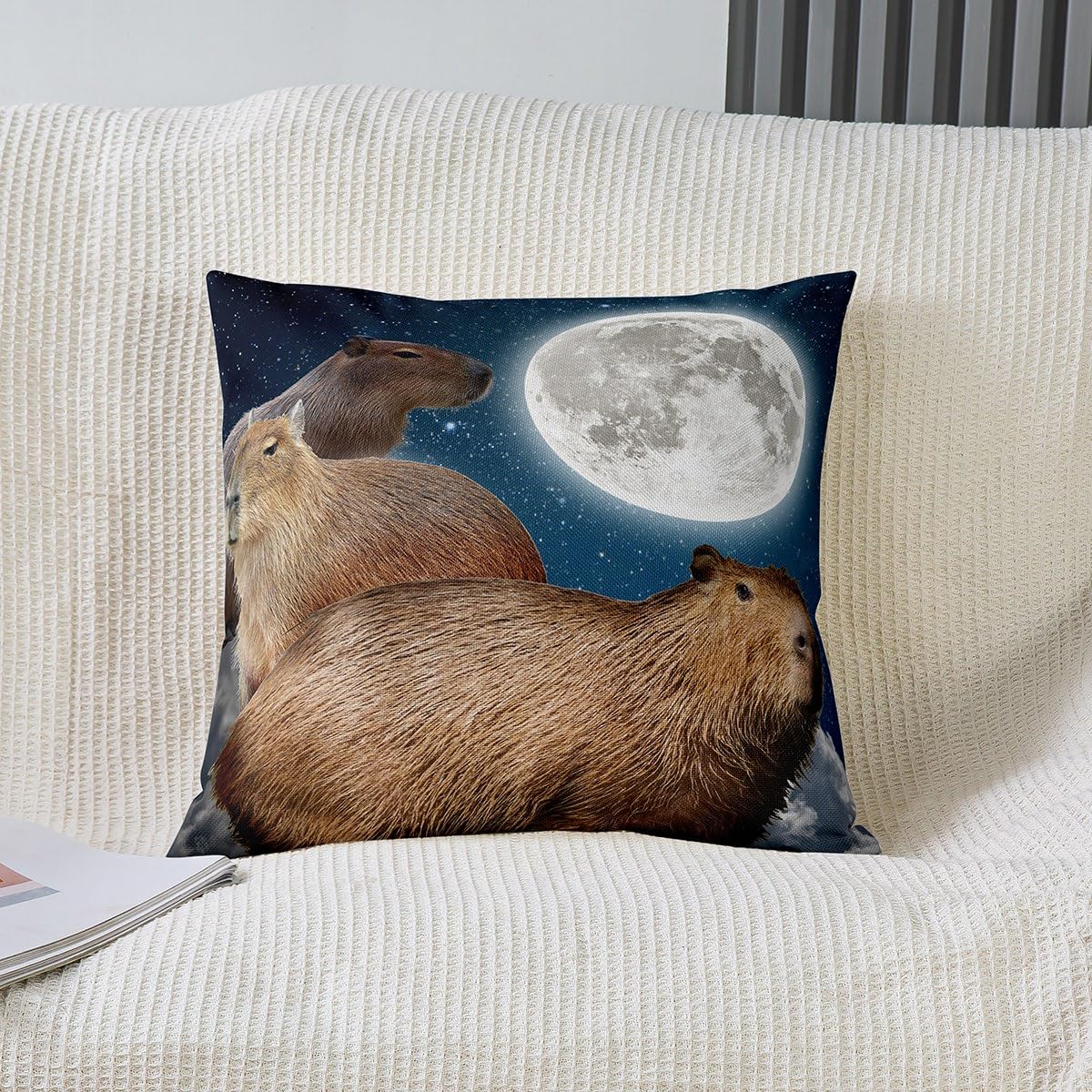 Marco decorativo de acuarela con forma de capibara, 45 x 34 cm, con cristal negro