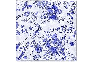 WRAPAHOLIC 25Pcs Blue Floral Cocktail Napkins - Touches of Style for Your Next Soiree
