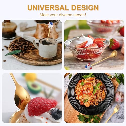 Miniatura 4 de KIKIMO Juego de cubiertos dorados para Tesla Model 3YSX 4 piezas juego de utensilios para servir cubiertos juego de cucharas y tenedores para