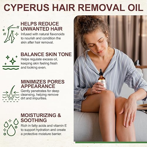 Miniatura 3 de Aceite Cyperus Rotundus, aceite de Cyperus, aceite de depilación Cyperus Rotundus de 2.1 fl oz, reparación con infusión de péptidos, reduce el