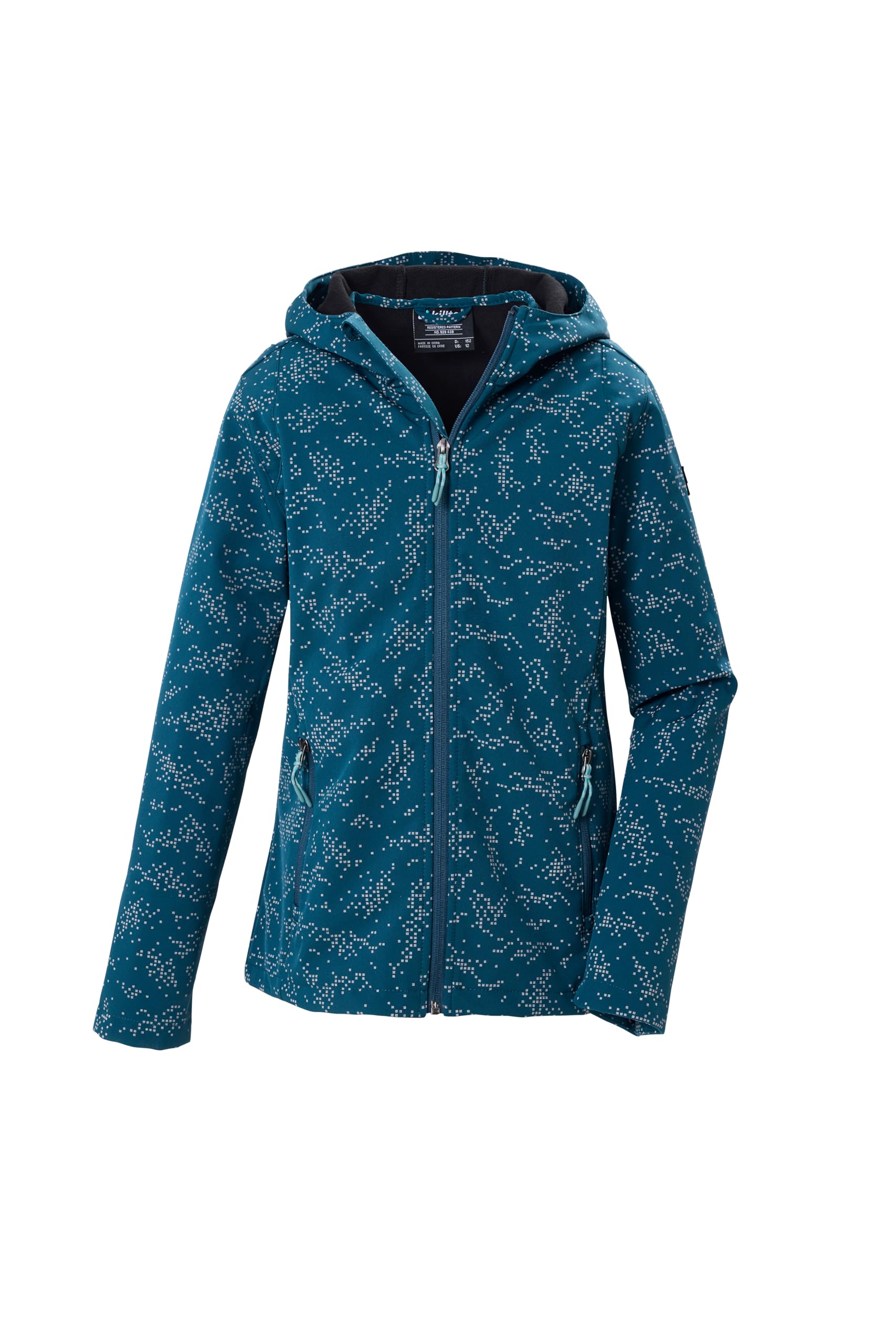 killtec KOW 165 GRLS SFTSHLL JCKT, Girls' Softshell Outdoor Jacket with Hood, Petrol, 176, 45072-000