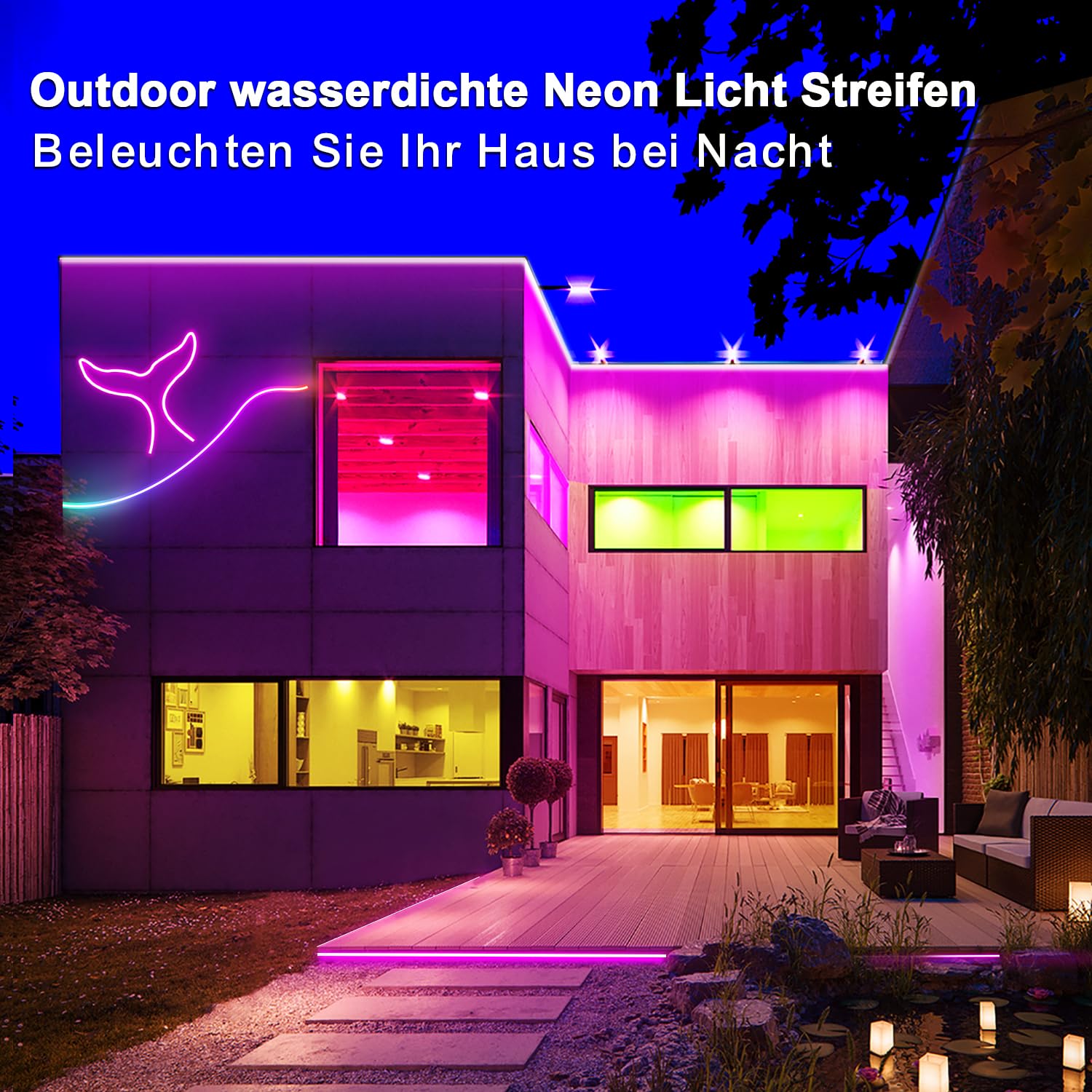 segrass Neon Led strip 30m(2 Rolls of 15M) mit Fernbedienung APP Steuerung | IP65 wasserdichte flexible Neon Rgb LED Streifen 24V LED Neon band strip anwendbar auf Schlafzimmer Raum und Außendekoration