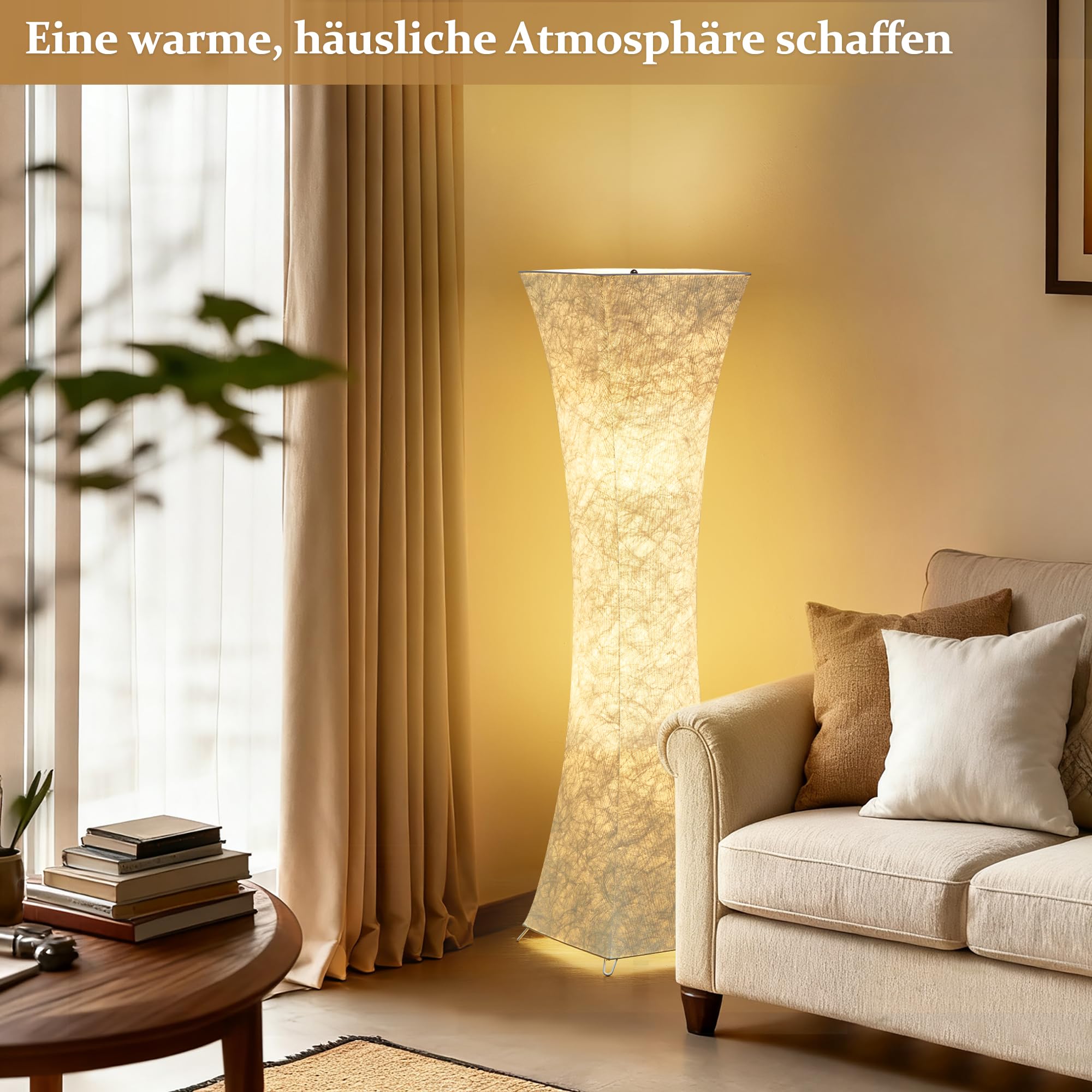 GyroVu 47“ Stehlampe für Wohnzimmer, Farbtemperatur Einstellbar LED Stehleuchte, mit Weißer Stofflampenschirm, Säulenstehlampe für die Ecke,Schlafzimmer, Büro und Wohnzimmer, Leuchtmittel enthalten