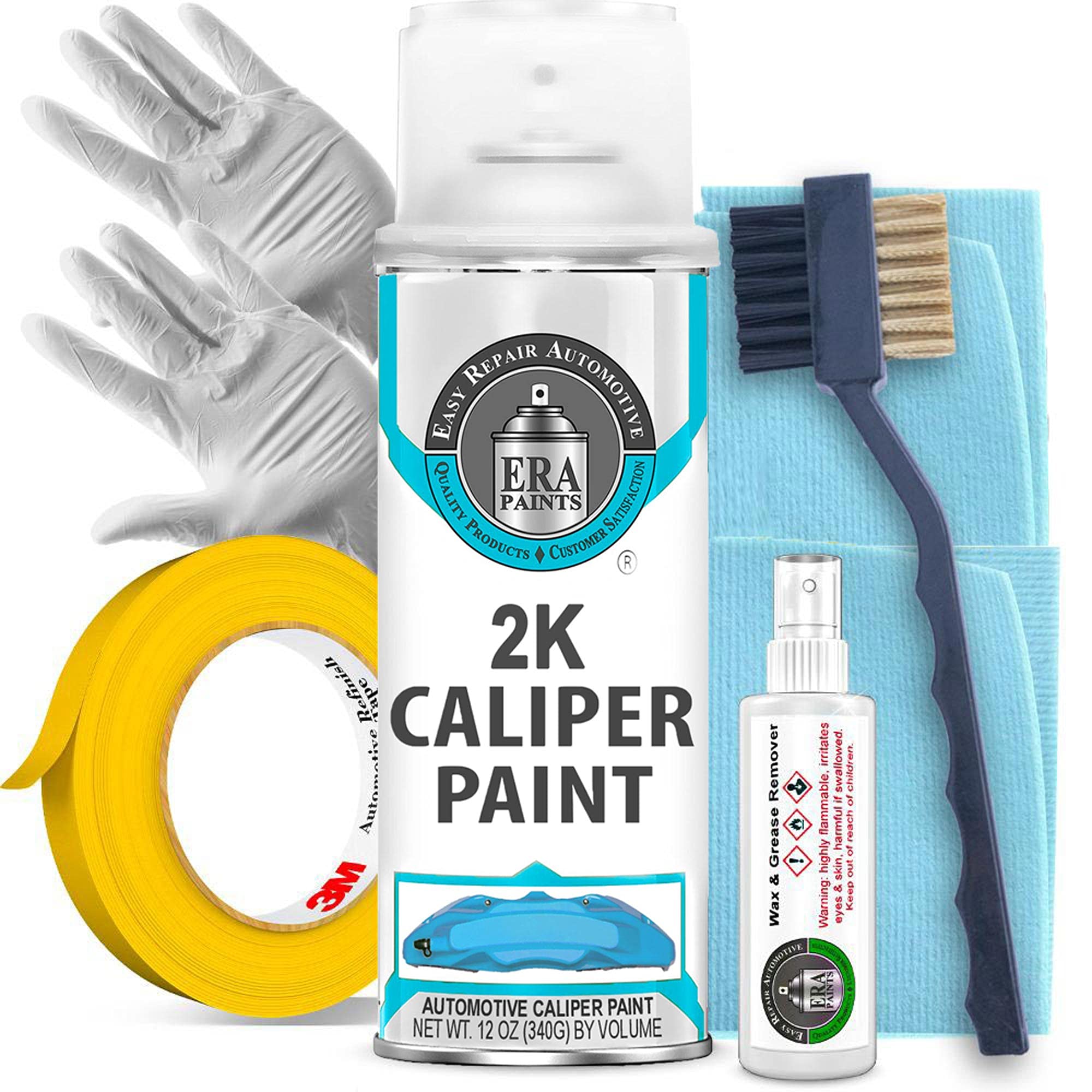 ERA Paints Blue Brake Caliper Paint Kit With Omni-Curing Catalyst Technology - 2K Aerosol Glossy Finish High Temp Resistance And Extreme Durability Against Color Fade And Chemicals Like Brake Fluid