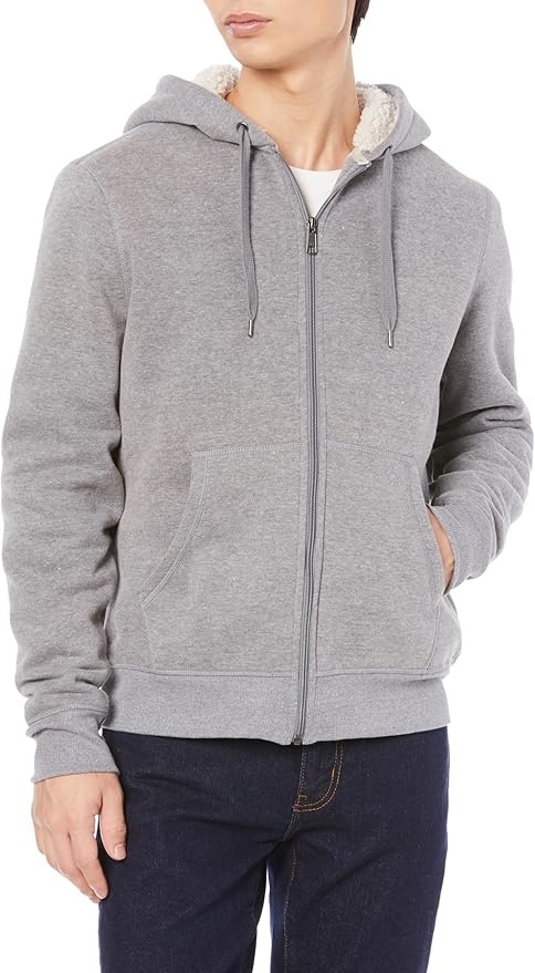 [Amazon Essentials] パーカー ジップアップ シェルパ裏地 フリース メンズ