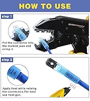 Vista 3 de Haisstronica 260 conectores de pala termorretráctiles, terminales de pala hembra y macho de desconexión rápida para embarcaciones, electrónica