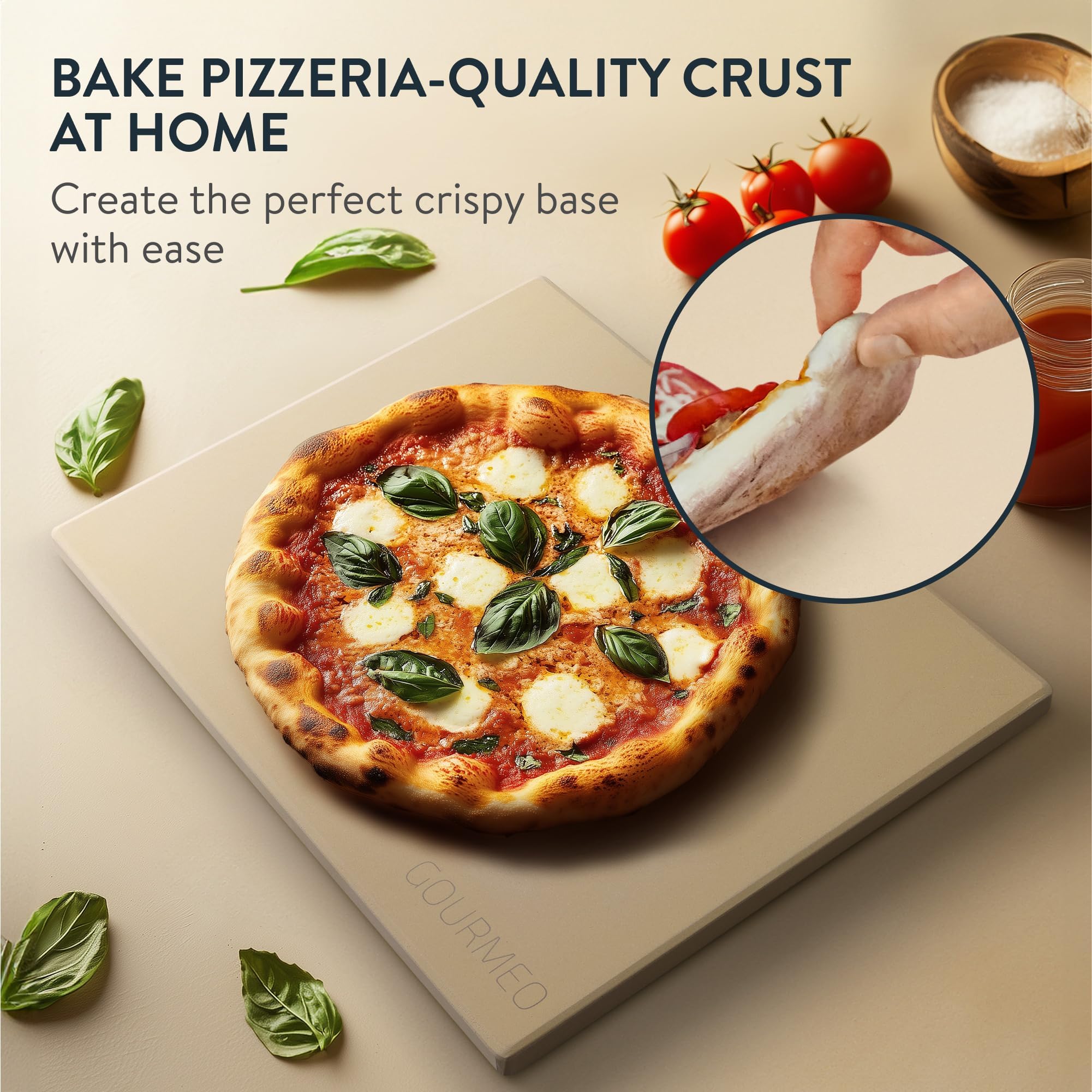Pierre a Pizza pour Four - Pierre Refractaire Four en Cordiérite de 38 x 30 x 1,5 cm - Plaque Pizza Four Plat aussi pour Barbecue Electrique ou à Charbon Maximum 800°C