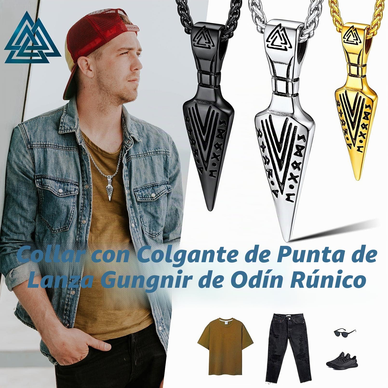 FaithHeart Collar Vikingo Colgante Hombre Vegvisir Vikingo Flecha Acero Inoxidable 316L Talismán Nórdica Joyería Protección Familia