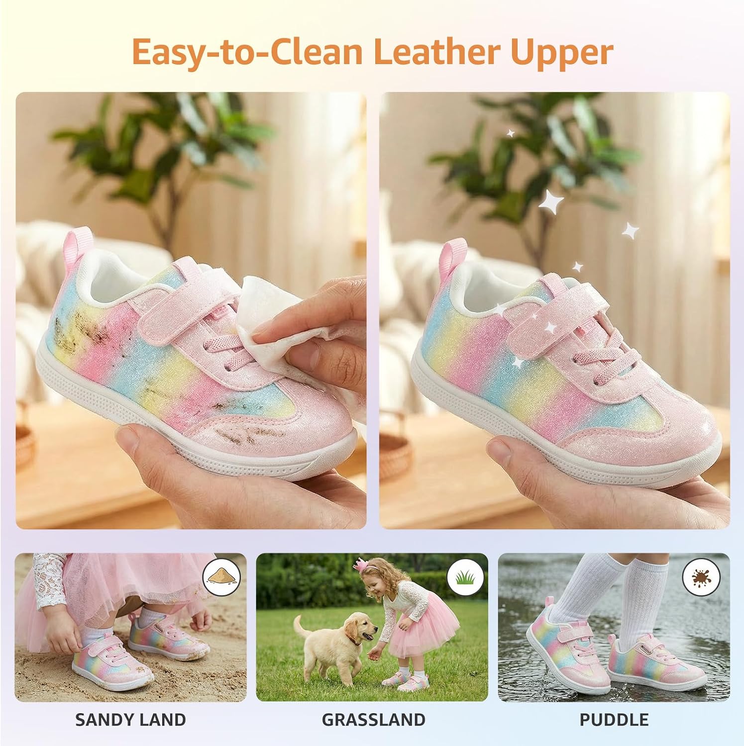 STQ Toddler Girls Boys Wide Toe Barefoot Shoes Kids Walking Tennis Comfort Sneakers Lightweight Breathable Gym Shoe