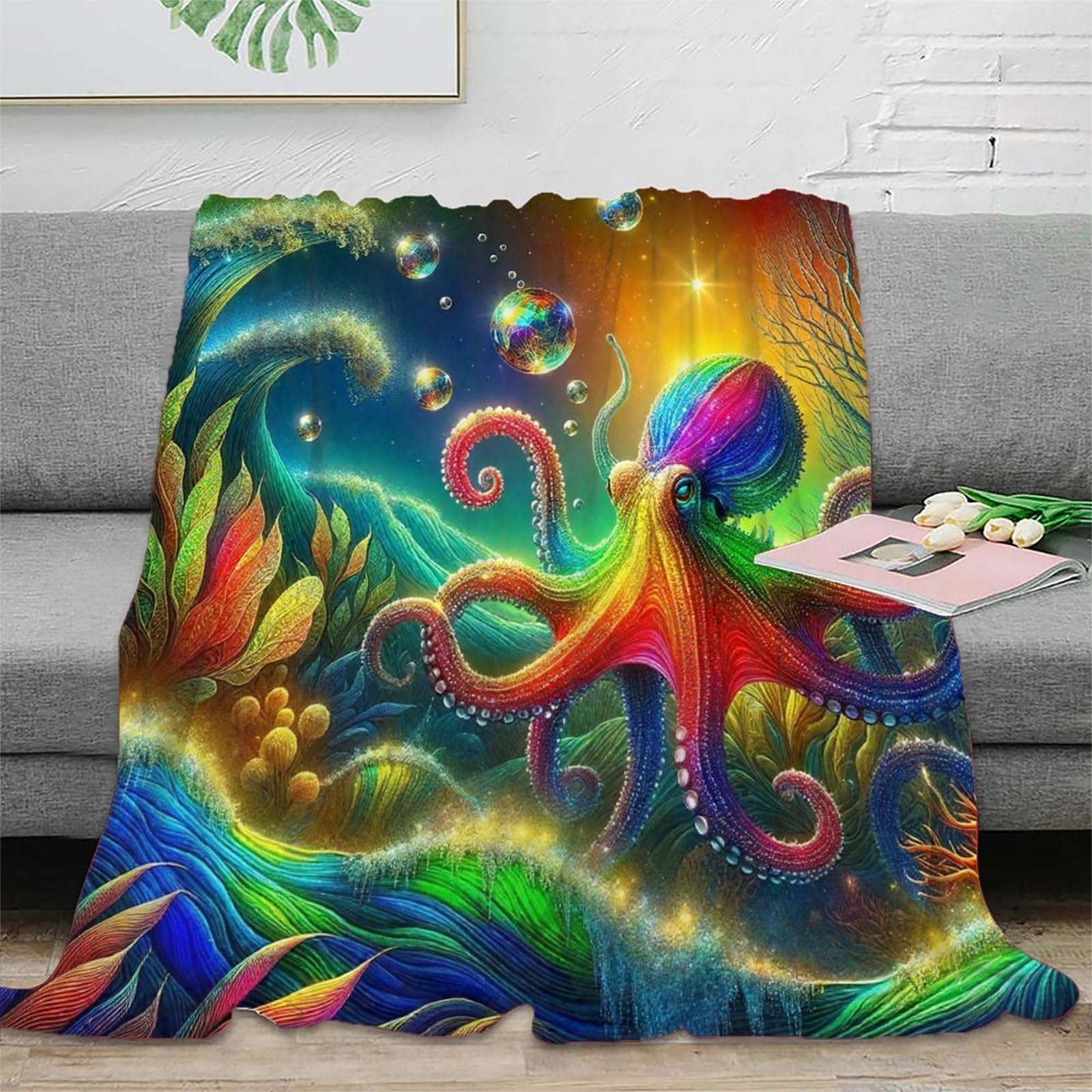 Couverture poulpe impression 3D pour réchauffer vos soirées fraîches sur le lit