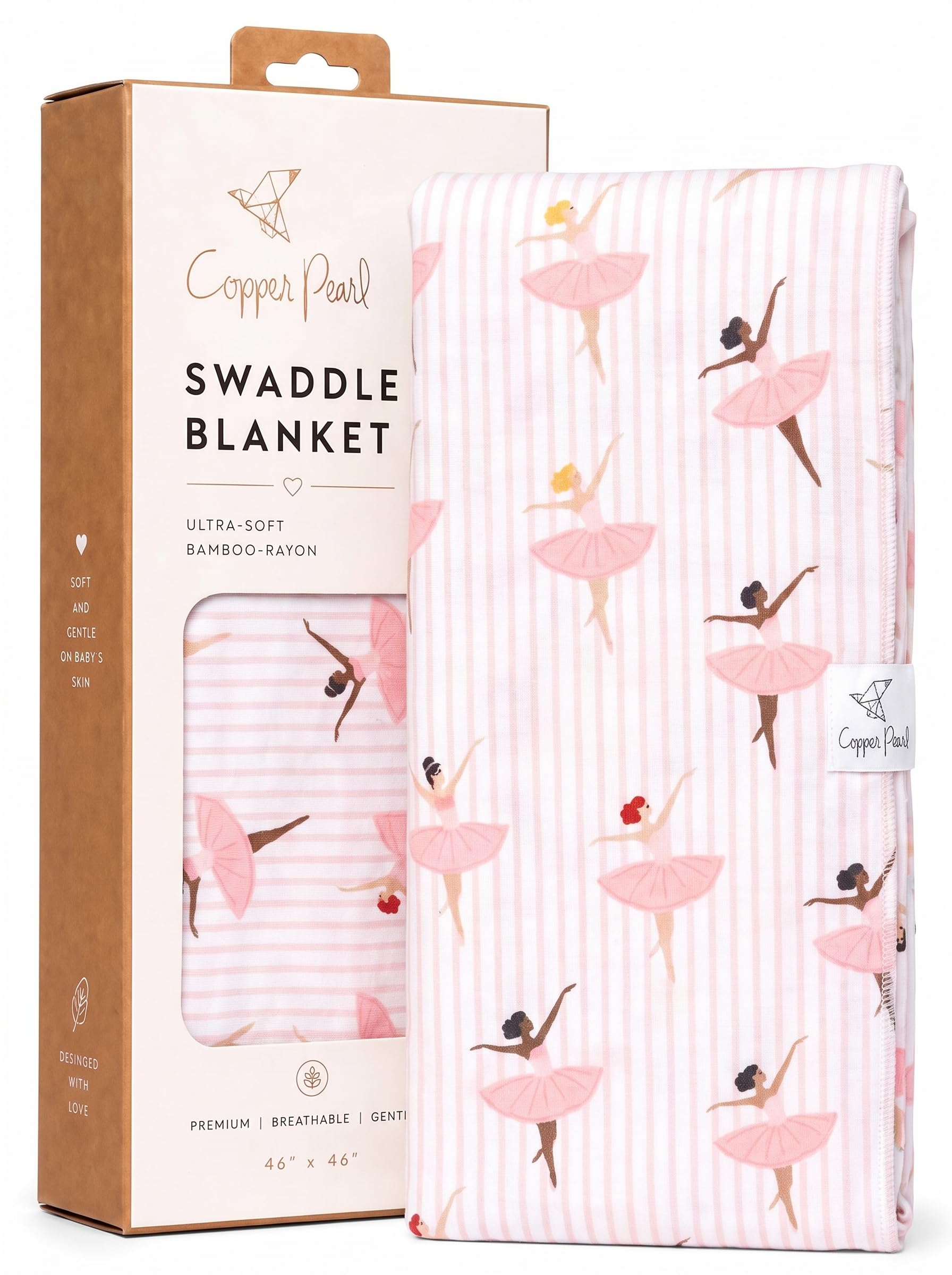 Copper Pearl Swaddle Blankets for Newborns | Soft Stretchy Receiving Blankets for Boys and Girls | Large 46 x 46 Inch Baby Blankets | Lightweight and Breathable Swaddles | Katerina