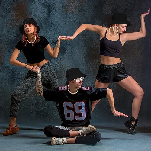 Miniatura 7 de PHOGARY Kit de disfraz de hip hop de los años 8090, trajes de los años 90 para mujeres, trajes de rapero, trajes de rapero, cadena dorada punk,