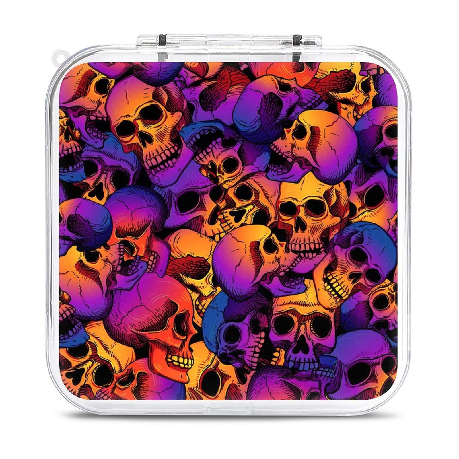 Bright Trend Colors Human Skulls Game Card Storage Case Hard Protective Organizer Box For Nintendo Switch (12 Slot Clear Shell)