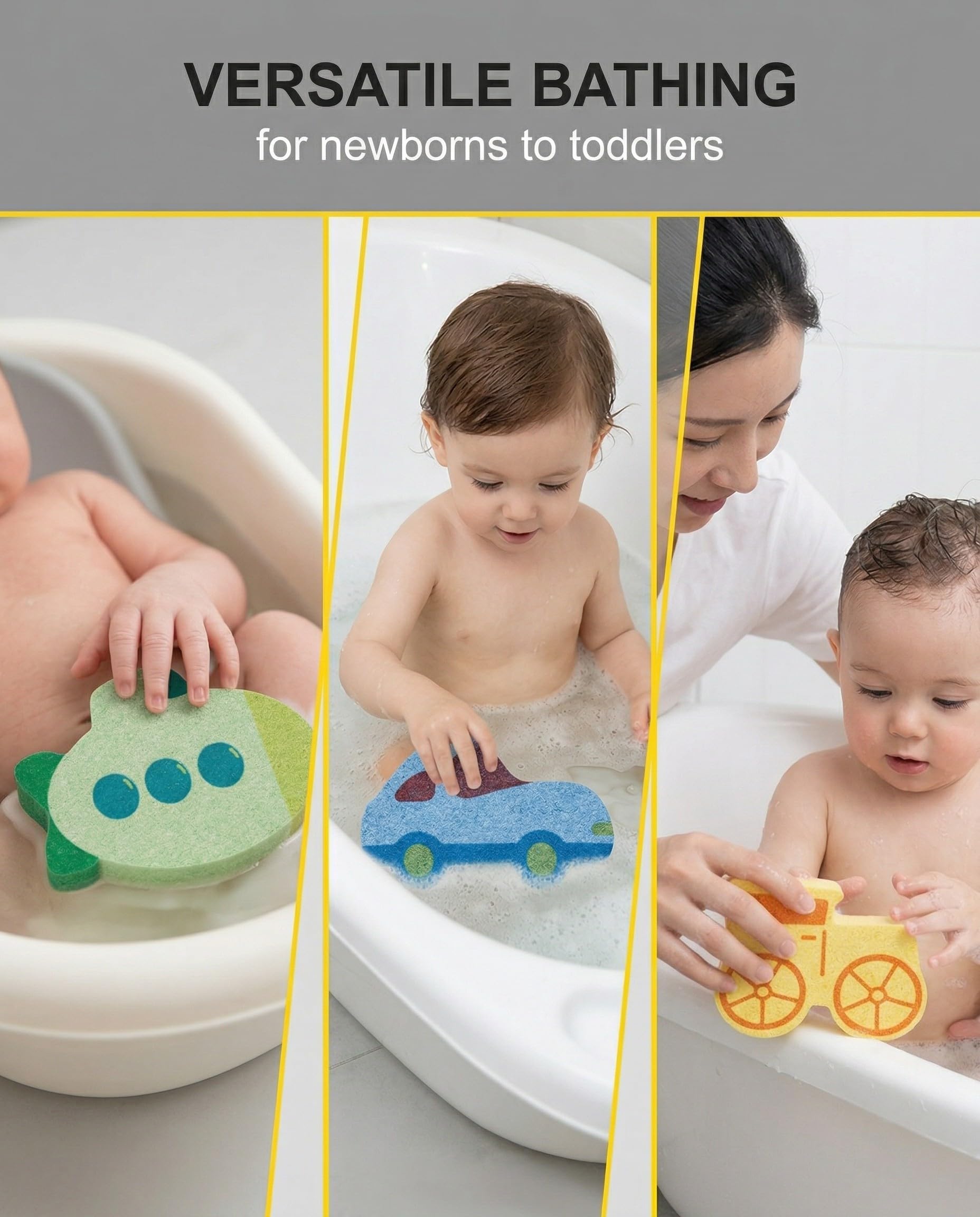 Esponjas Baño y Ducha Bebé, 4 Piezas, Extra Suaves y Naturales | Hipoalergénicas para Piel Sensible de Recién Nacidos y Niños — view 3