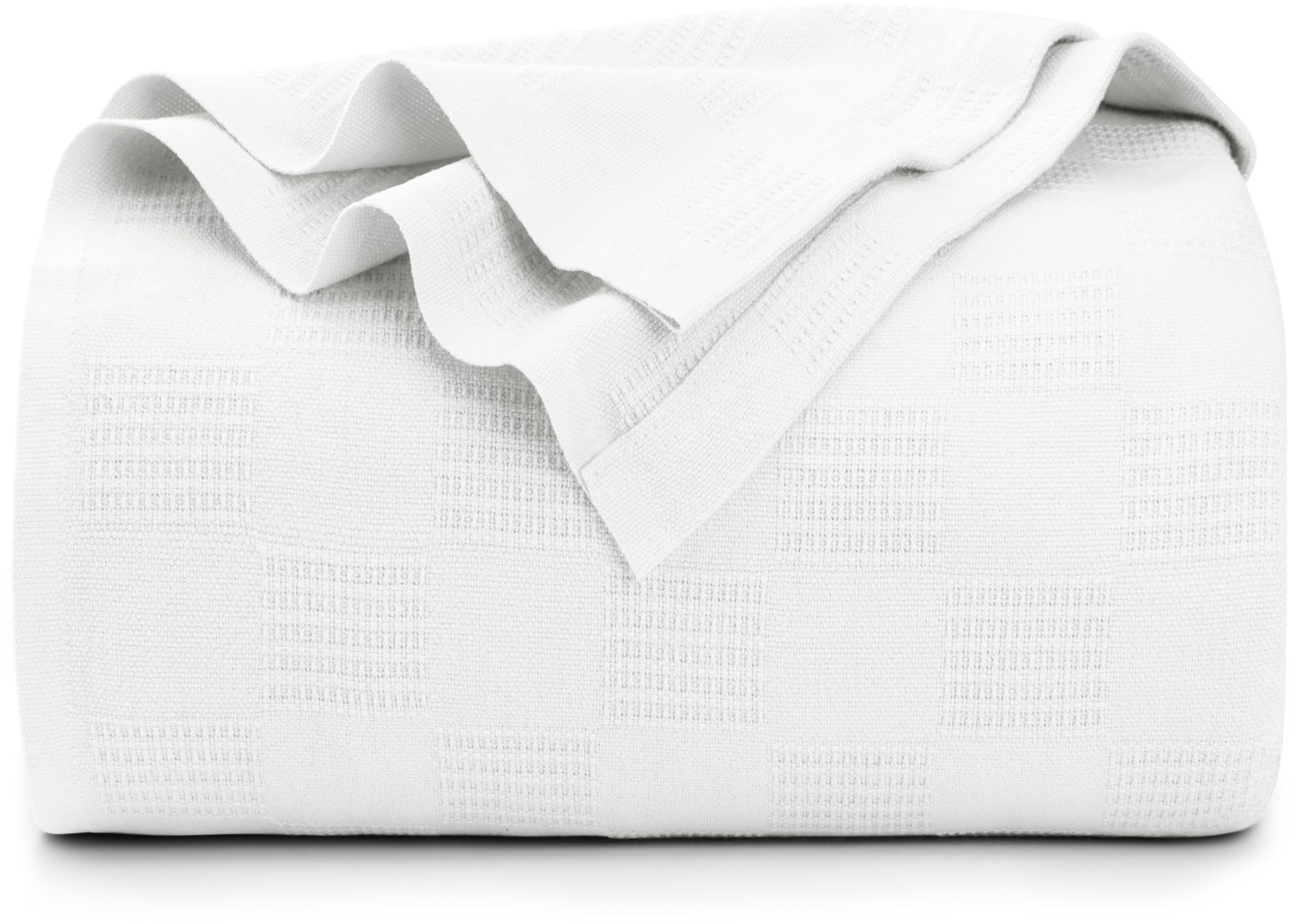 Utopia Bedding White 100% Cotton Blanket [King Size - 90x108 Inch] 350GSM Lightweight, Soft and Breathable Thermal Blanket for All Seasons