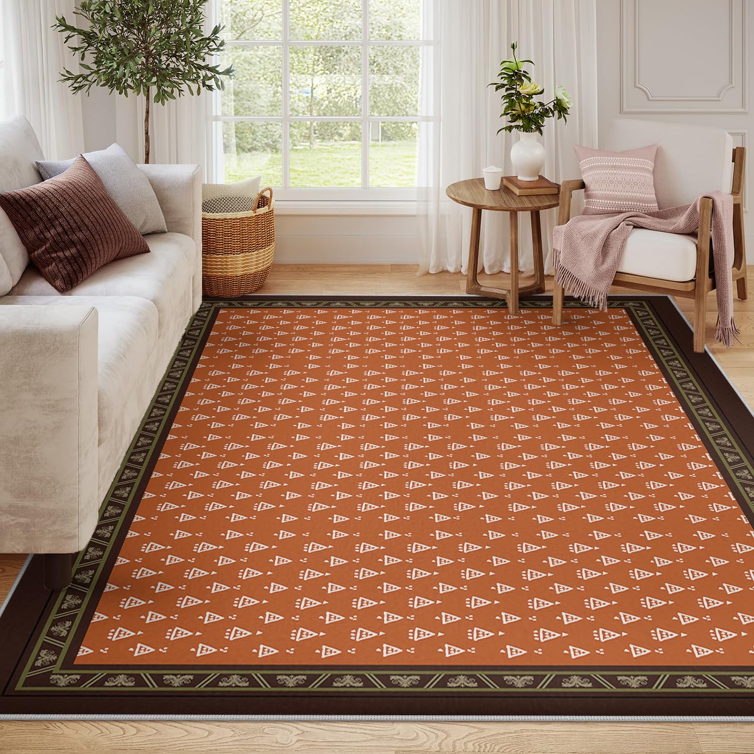 Tapis moderne 80x150cm géométrique rectangulaire à poil bas pour chambre
