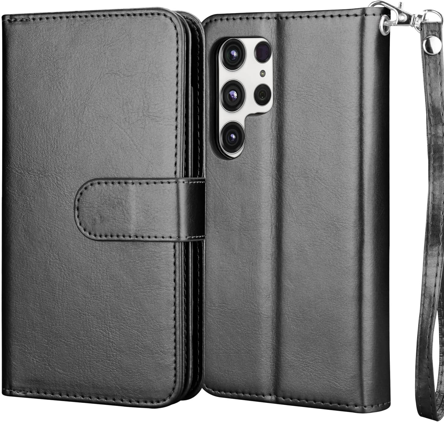 Njjex Galaxy S22 Ultra Case, for Samsung Galaxy S22 Ultra Wallet Case, [9 Card Slots] PU Leather ID Credit Holder Folio Flip [Detachable] Kickstand Magnetic Phone Cover & Lanyard [Black] - Image 7