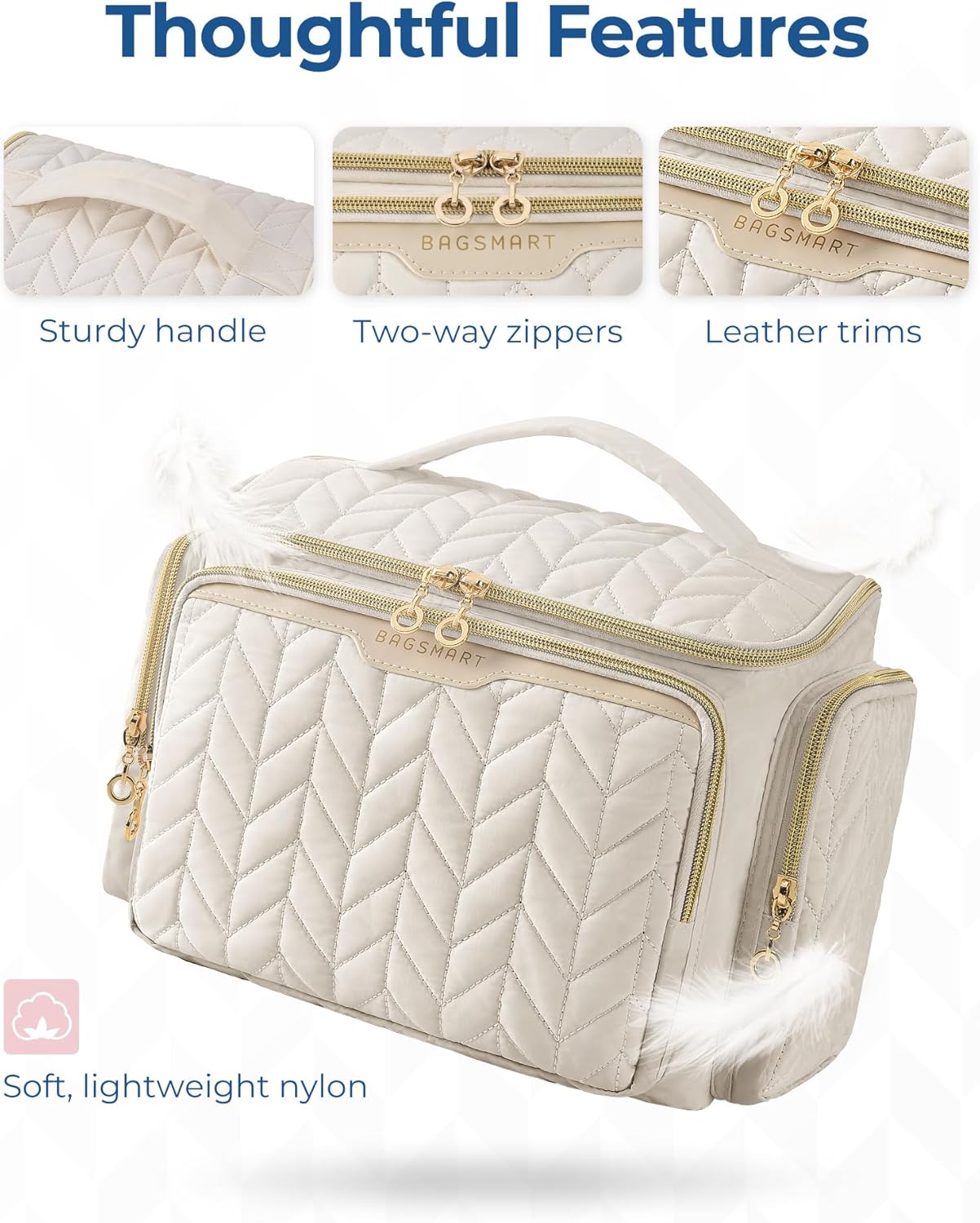 BAGSMART Travel Toiletry Bag, Large Wide-open Travel Bag for Toiletries, Makeup Cosmetic Travel Bag with Handle-Black - Image 6