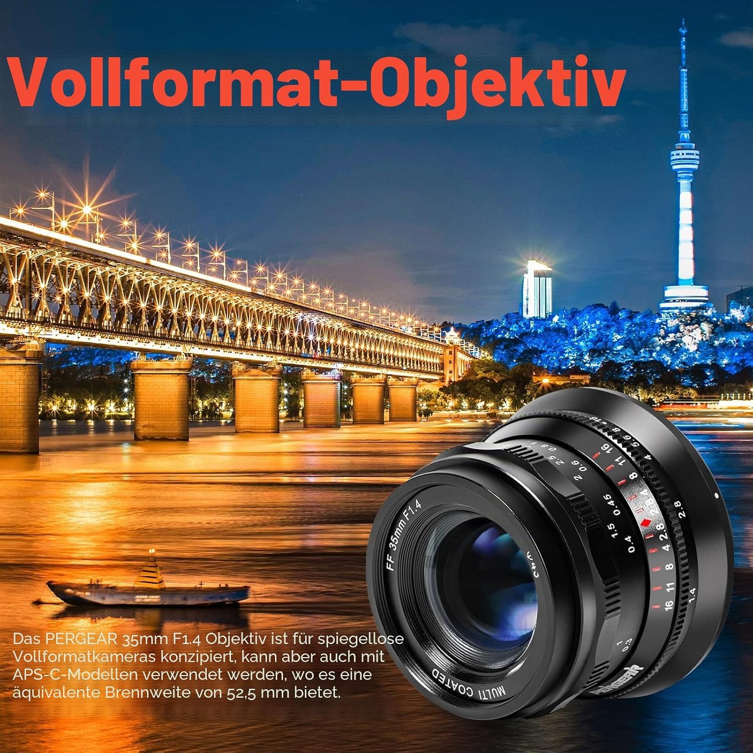 PERGEAR 35mm F1.4 Vollformat Objektiv für Sony FE-Mount