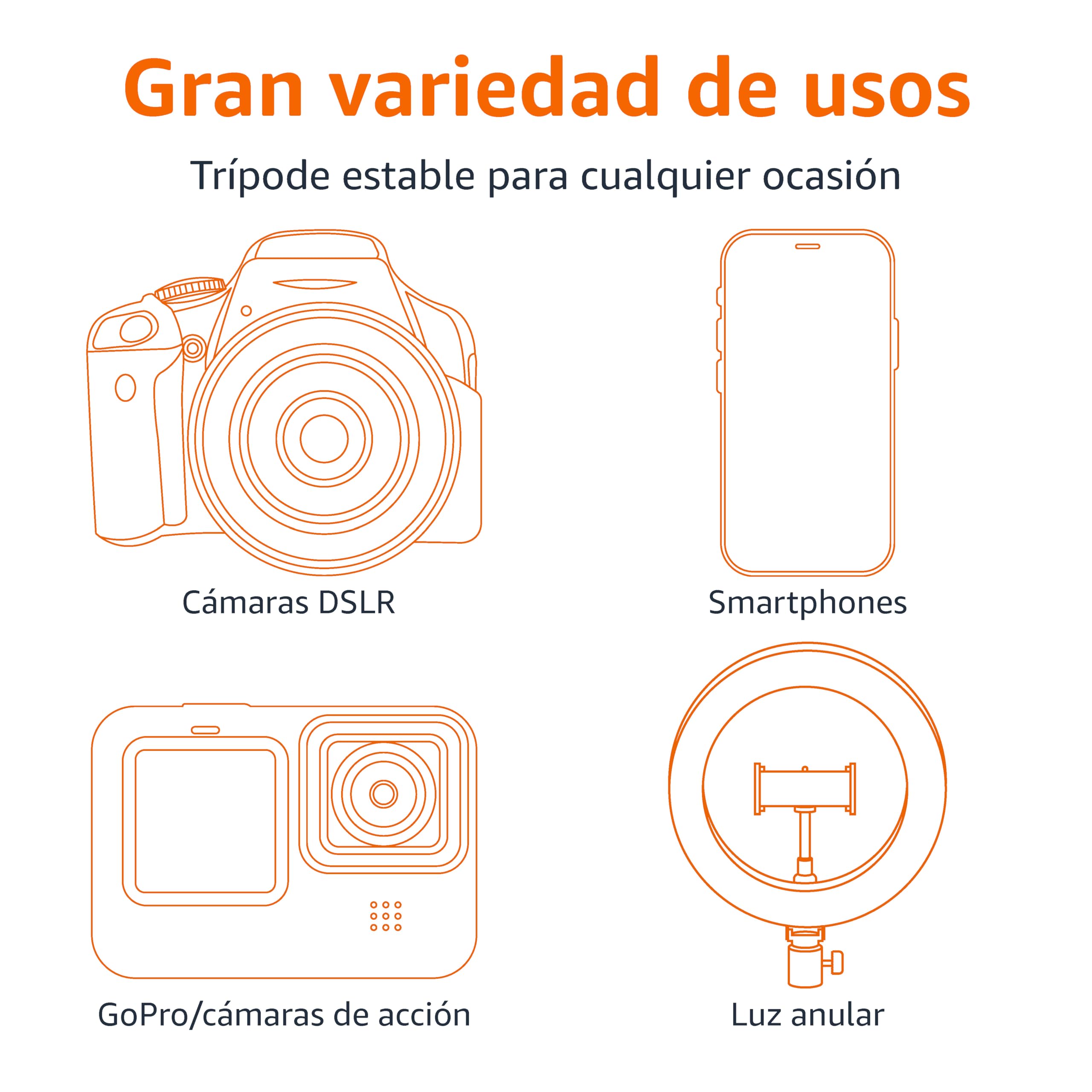Amazon Basics Trípode y Paloselfi Extensible para Teléfono de 162cm/64in, con Mando a Distancia Inalámbrico, Negro - 4