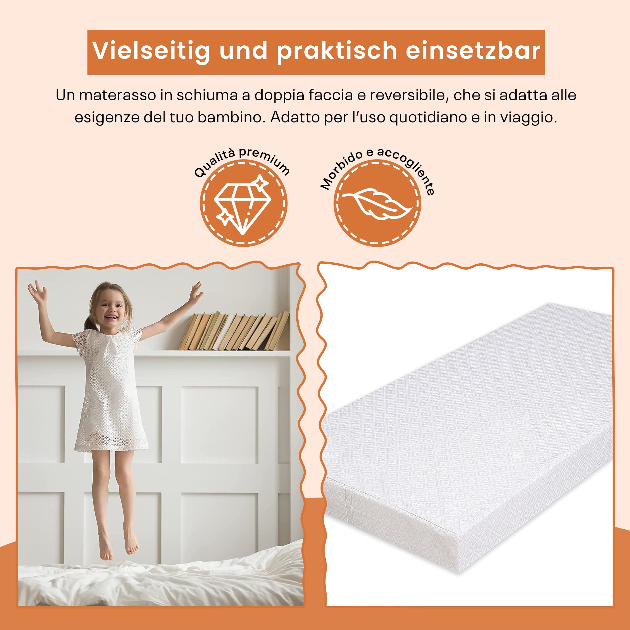 Materasso in schiuma fredda 60x120 | Materass per lettino, Materass per lettino per bambini, Materasso anti-soffocamento Mettress singolo | Schiuma Mattereso culla per neonato
