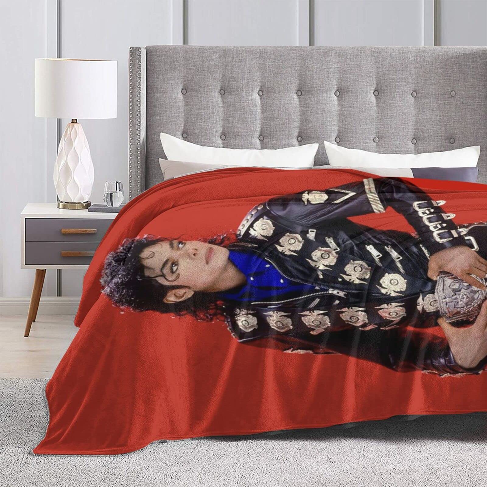 Deken Michael Jackson Blue Fleece Deken Flanel en Lamswol Pluizige Deken Zachte Dikke Deken voor Bed Omkeerbare Sherpa Deken Lichtgewicht Sofa Gooi 150x180cm