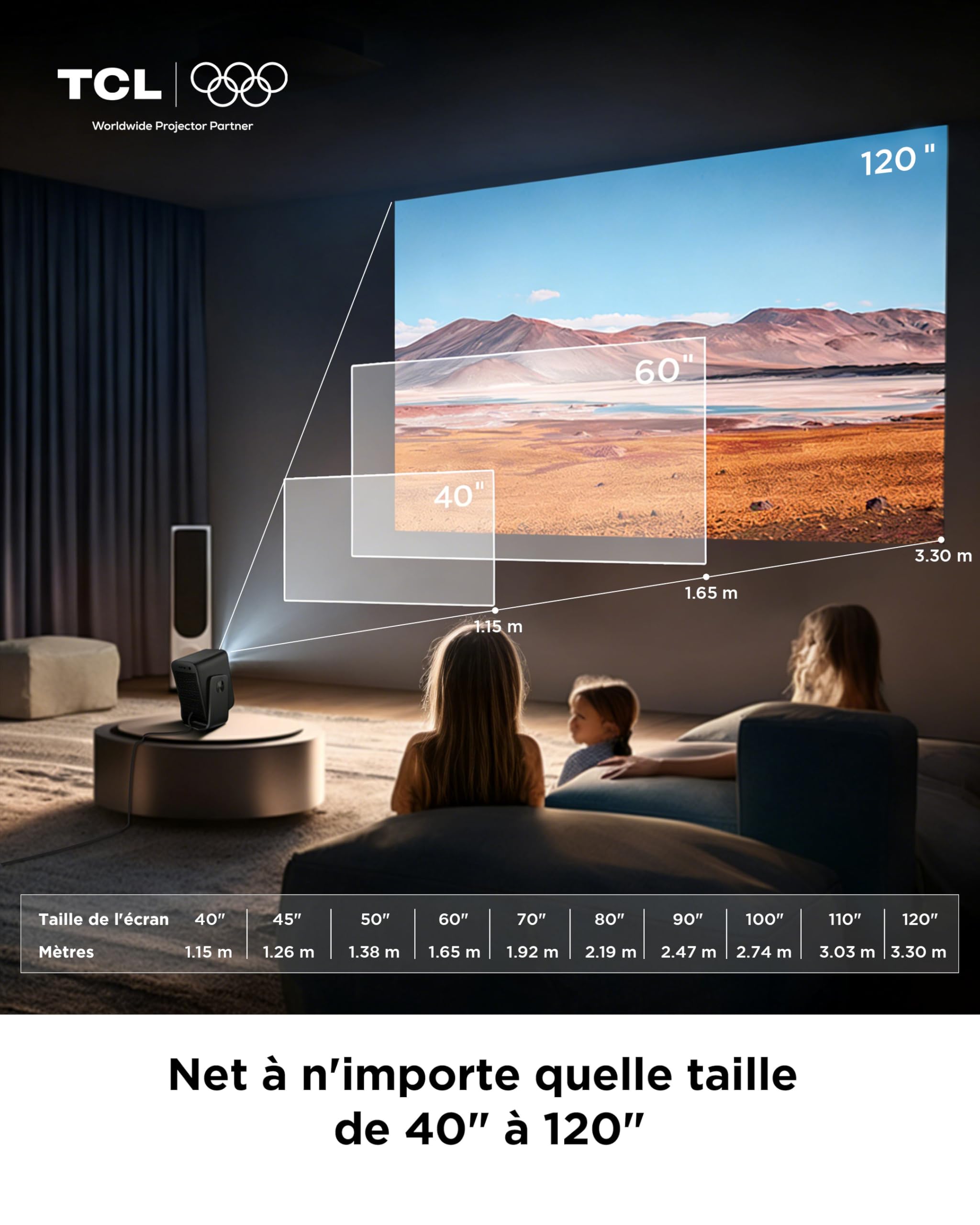 TCL C1 Videoprojecteur 4K Compatibilité, Natif 1080P, Audio Dolby 8 W, Netflix Certifié, Smart Google TV Intégré, Auto Focus/Keystone, Wi-FI Bluetooth, Pivotant à 285° Mini Projecteur Video Portable