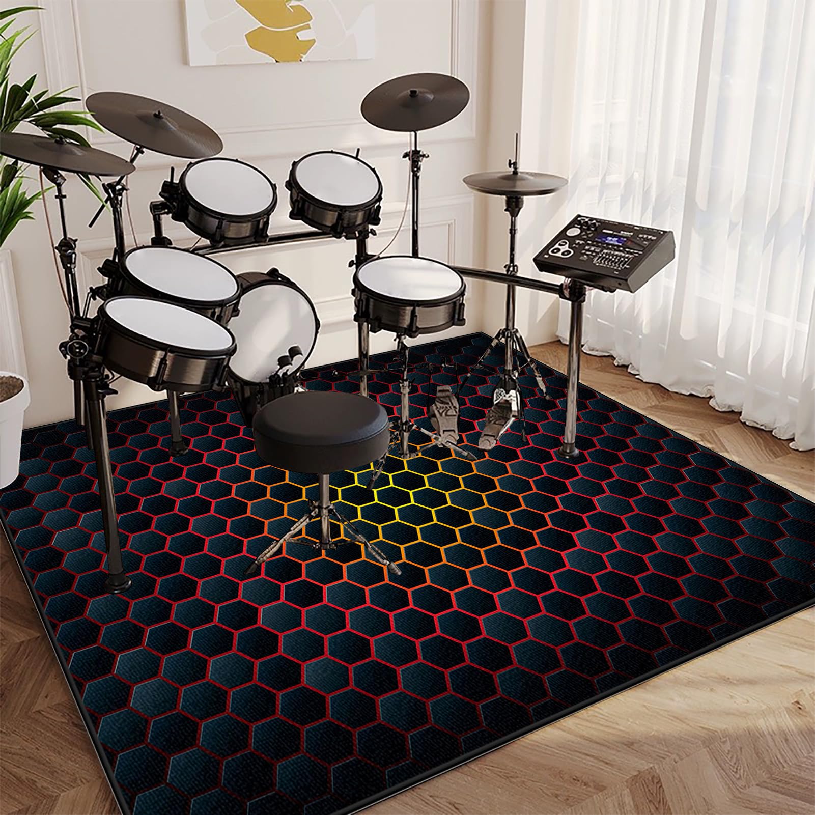 120 x 80 cm Tapis Antidérapants De Batterie Tapis Insonorisé pour Kits De Batterie électronique Grosse Caisse Caisse Claire Et Autres Jeux De Bases Tapis De Tambour De Protection