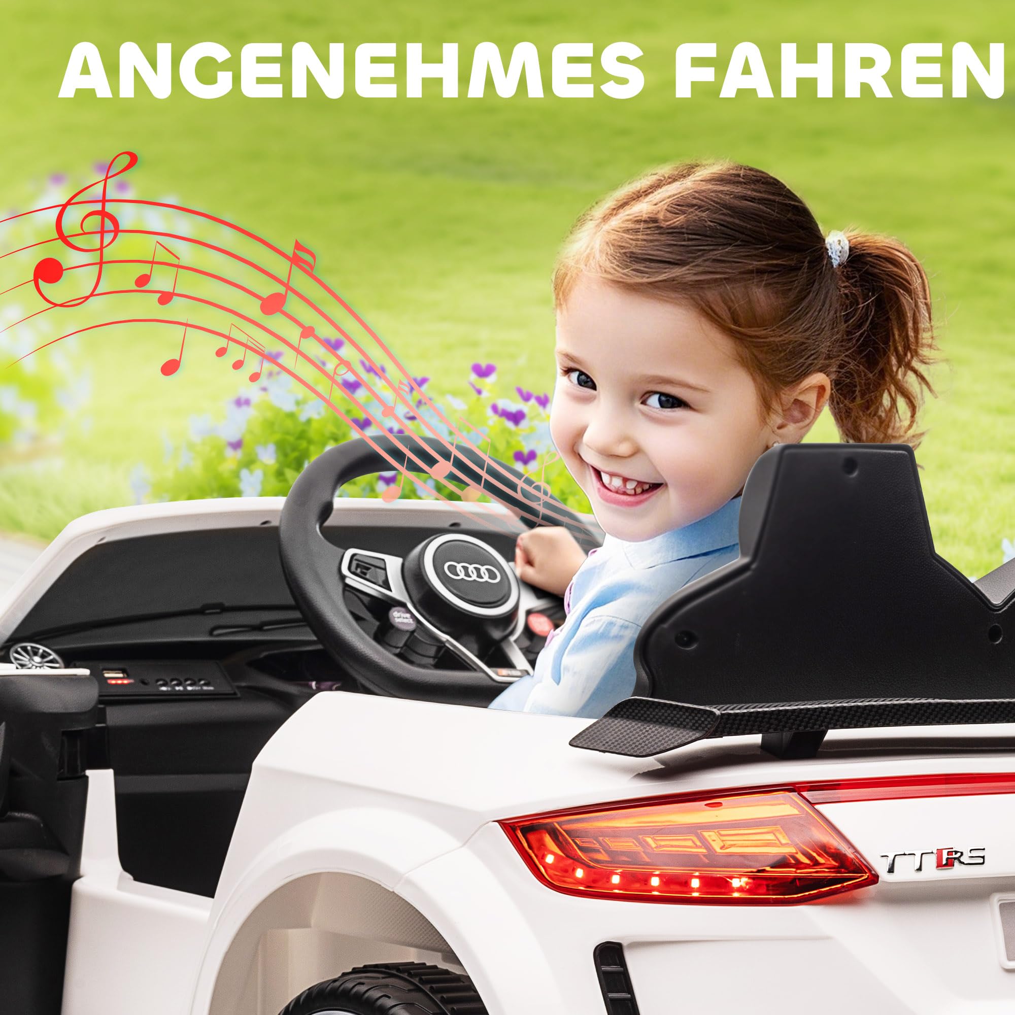 HOMCOM Kinder Elektroauto Audi 12V Kinderauto 2,4 G Fernbedienung Weiß