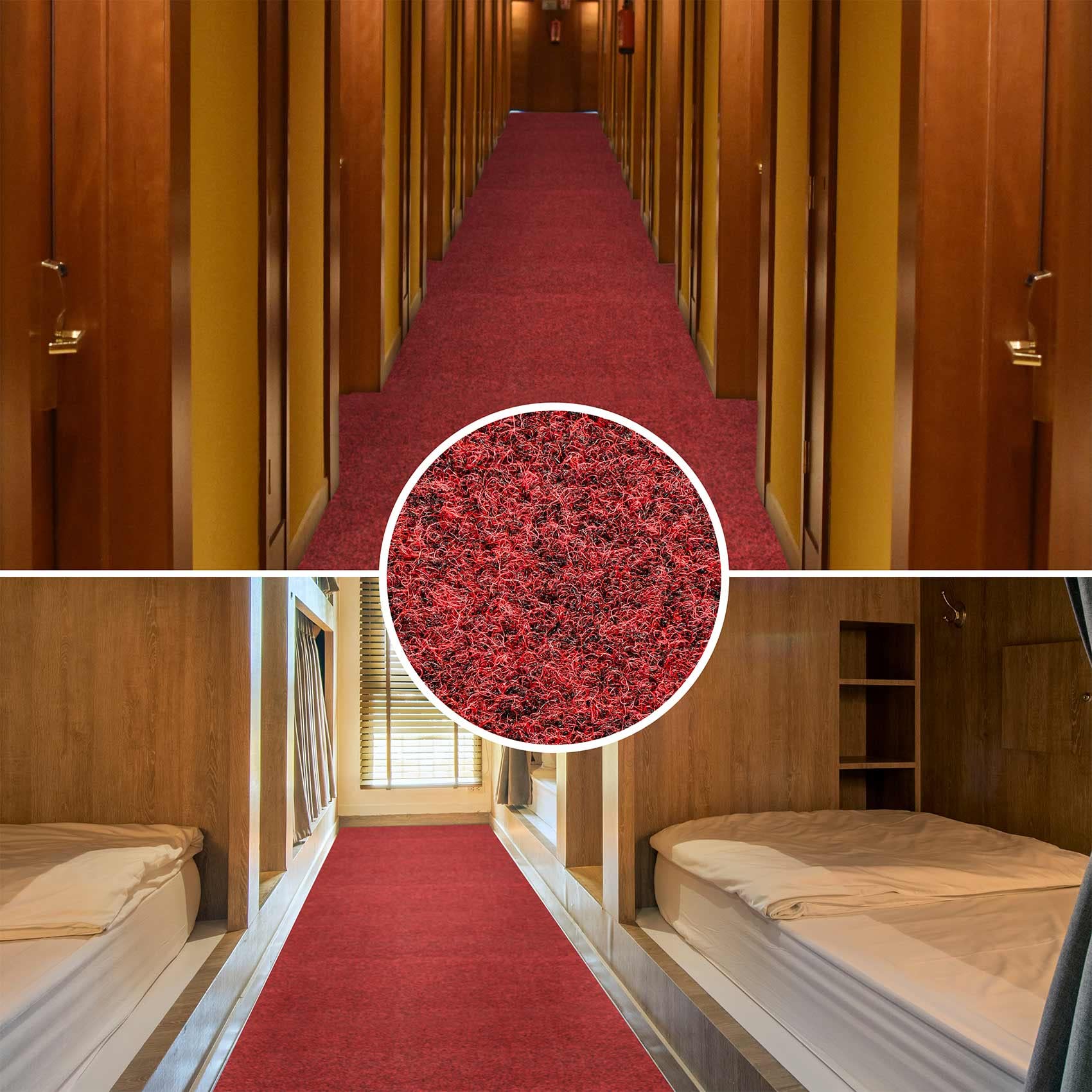 ANRO Poet Tapis de sol, paillasson, anti-salissures, pour l’intérieur et l’extérieur, convient au couloir, hall d’entrée, rouge, 100 x 1000 cm (10 m)