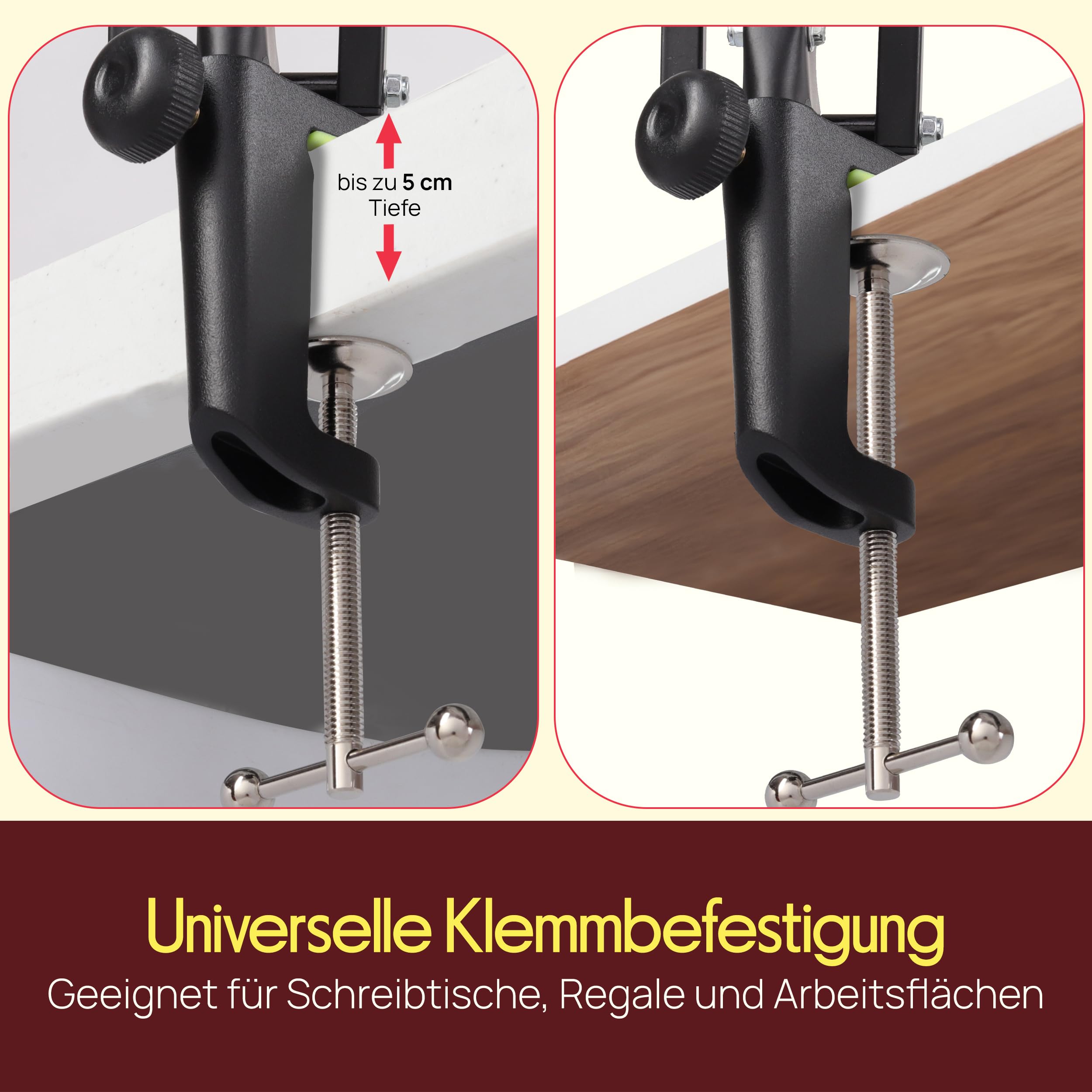 Pyle Mikrofon Arm, Ausziehbarer Tisch- Scherenarm mit Schockmount & Halterclips, mit Adapter Kompatibel mit Blue Snowball, HyperX QuadCast/SoloCast, Für Podcast, Streaming, Gaming, Home Studio