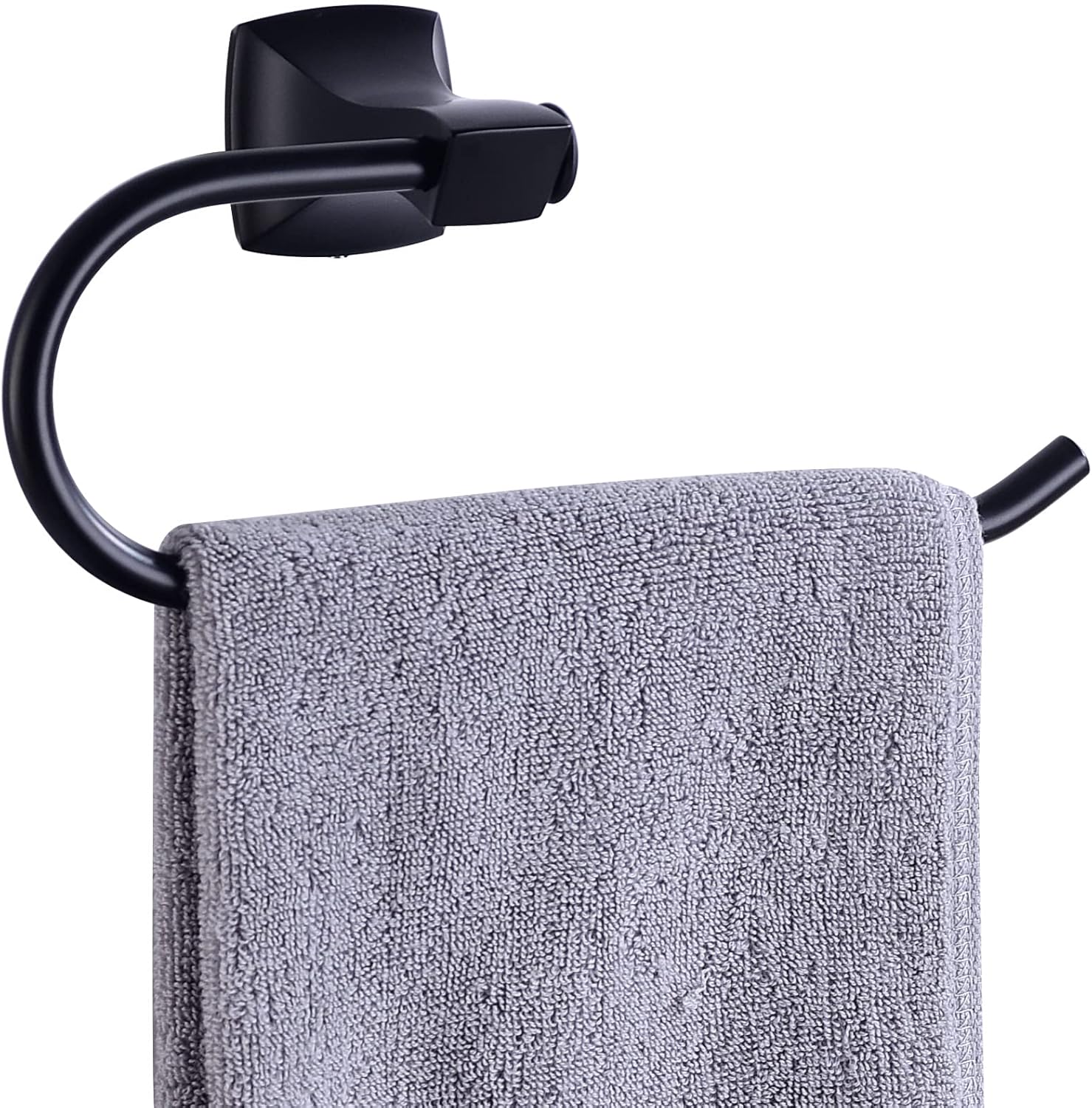 DIKUROOMS Matte Black Hand Towel Holder for Bathroom Wall Mount Hand