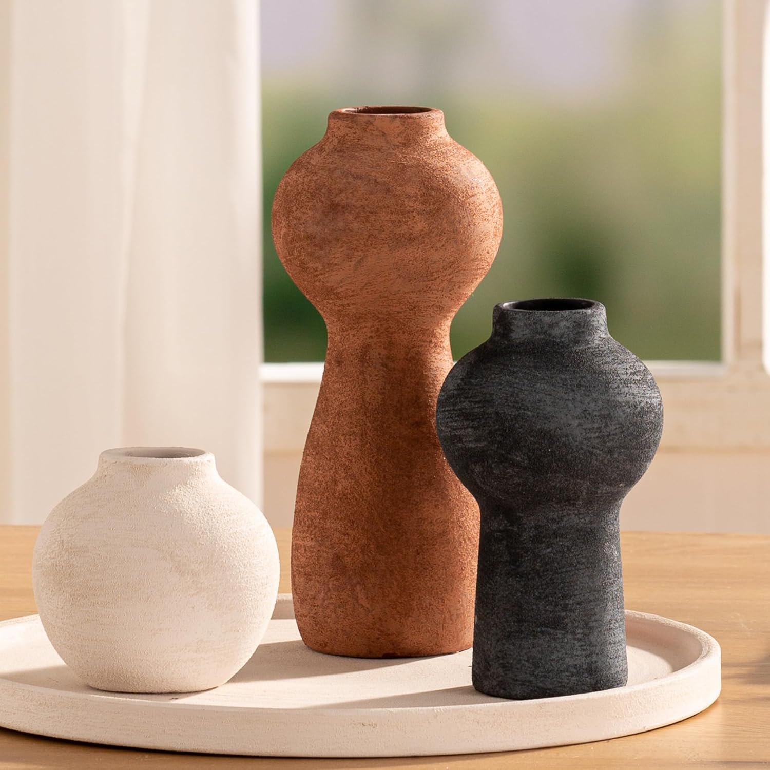 Ceramic Vase Dwelling Desk Decor – Flower Vase Set of three Dwelling Room Kitch…