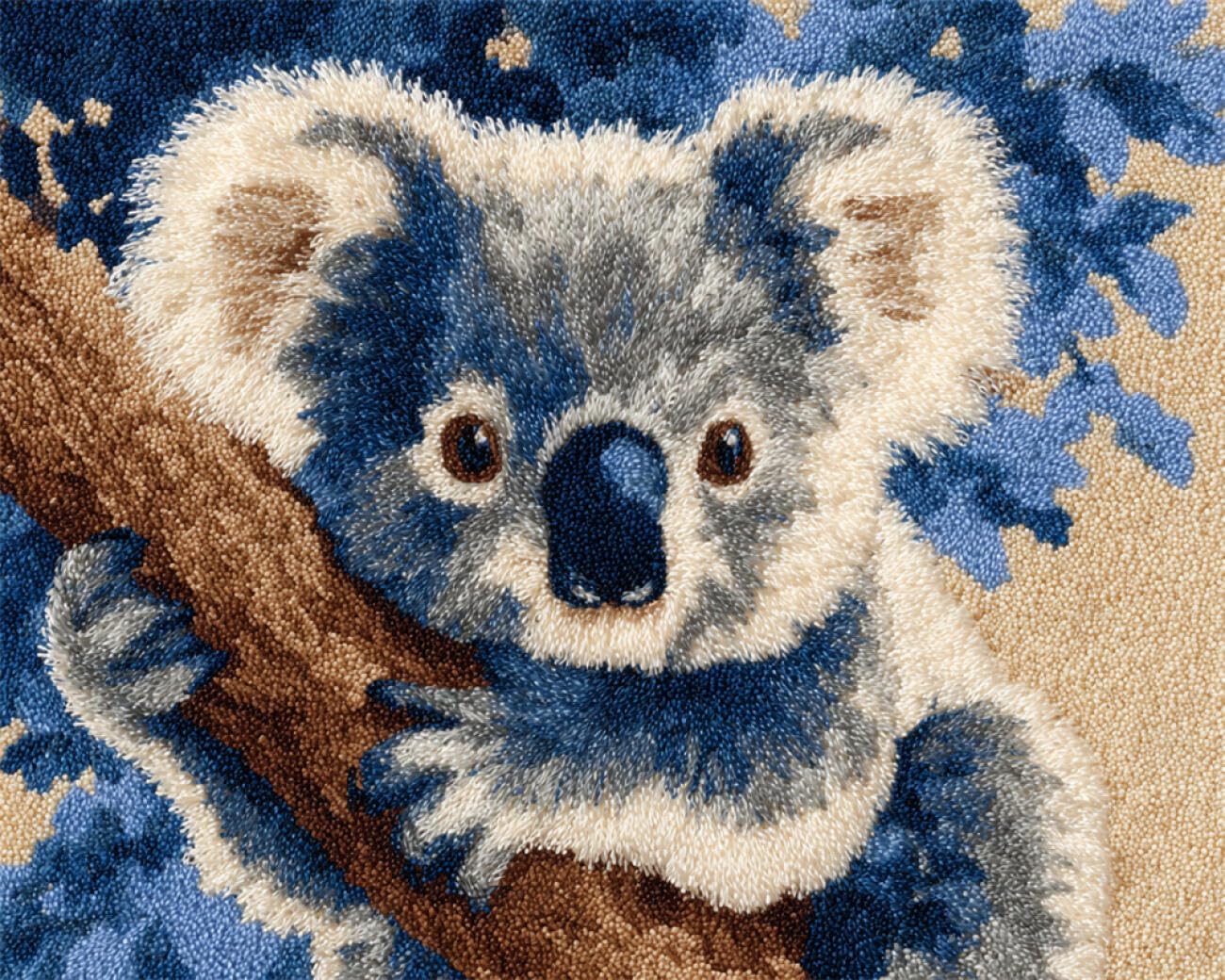 AxiangziK Animal DIY Latch Hook Cushion Kits Koalas in The Tree Latch Hook Rug Kits for Beginners DIY Needlework Crocheting Tapestry Kit Home Decor 31x45in