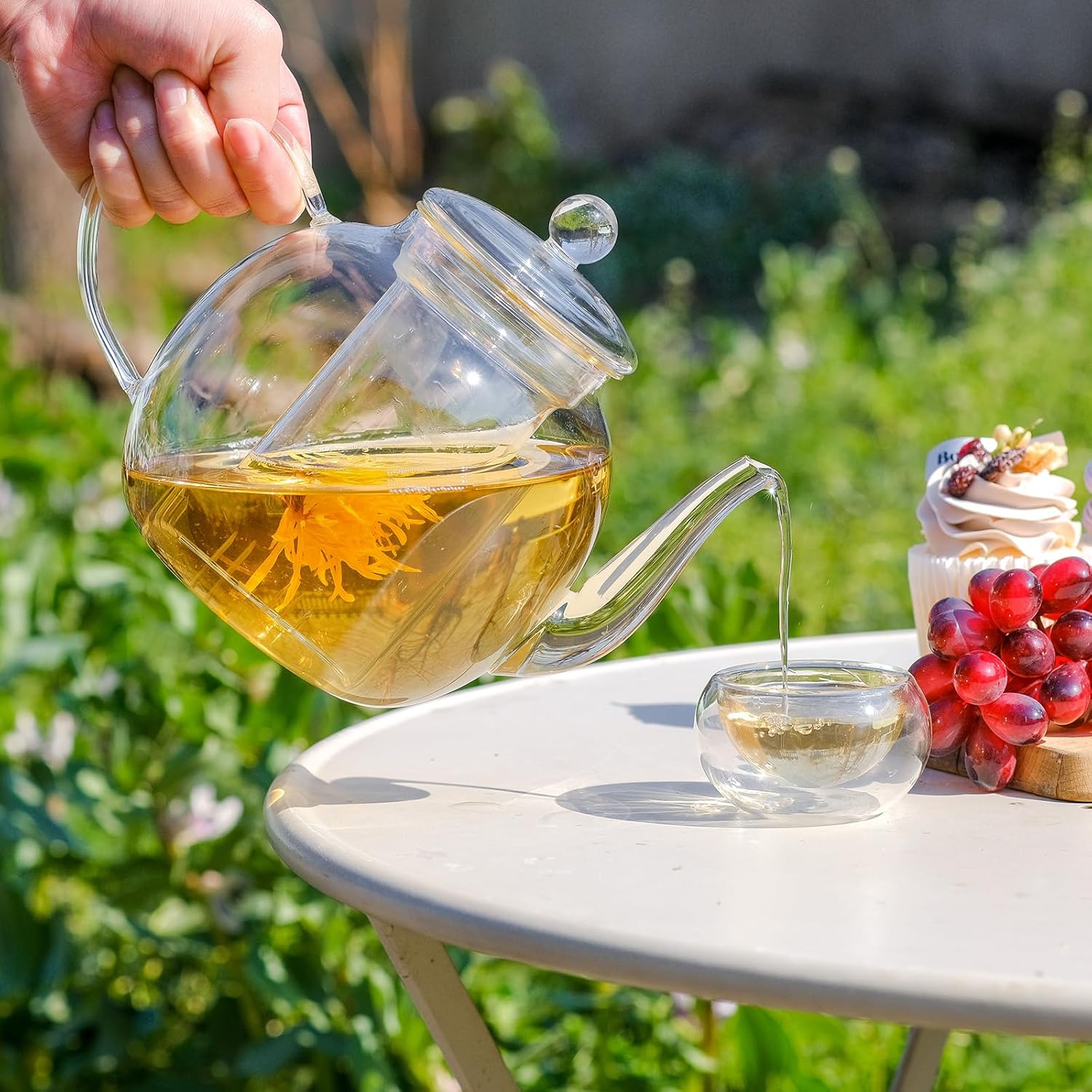 Glass Teapot Set with 4 Teacups, 1500 ml/50 oz Tea Pot with Infusers for Loose Tea and Flower Tea, Stovetop and Microwave Safe Borosilicate Glass Tea Kettle, Tea Gift Sets for Christmas - Image 6