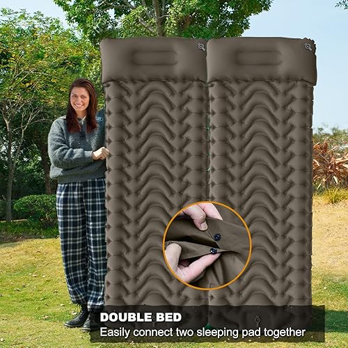 Miniatura 6 de MEETPEAK Almohadilla de campamento, almohadilla inflable para dormir, extra gruesa y ligera, colchoneta de dormir ultraligera, compacta,