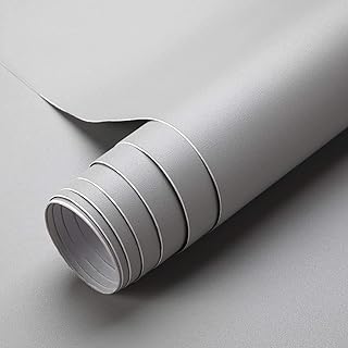 KINLO Papier Peint Décor 61 * 500CM Moderne Mode Classique épaisse PVC Adhésif Film Papier Peint Imperméable Gris Clair Mat Applicable aux Vieux Meubles et Murs etc.