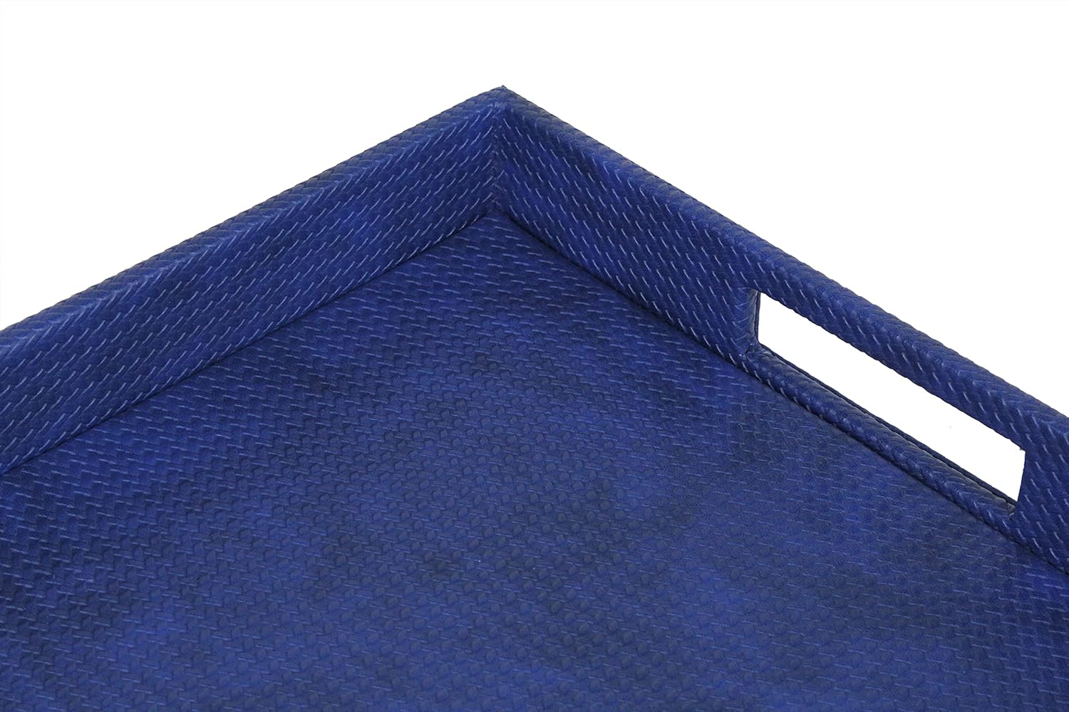 Flash Sale HofferRuffer Ostrich Faux Leather Rectangular Decorative Serving Tray with Handles for Coffee Table, Breakfast, Tea, Food, Butler, Grey Ostrich PU Leather, 17.7 x 13.8 x 2 inches